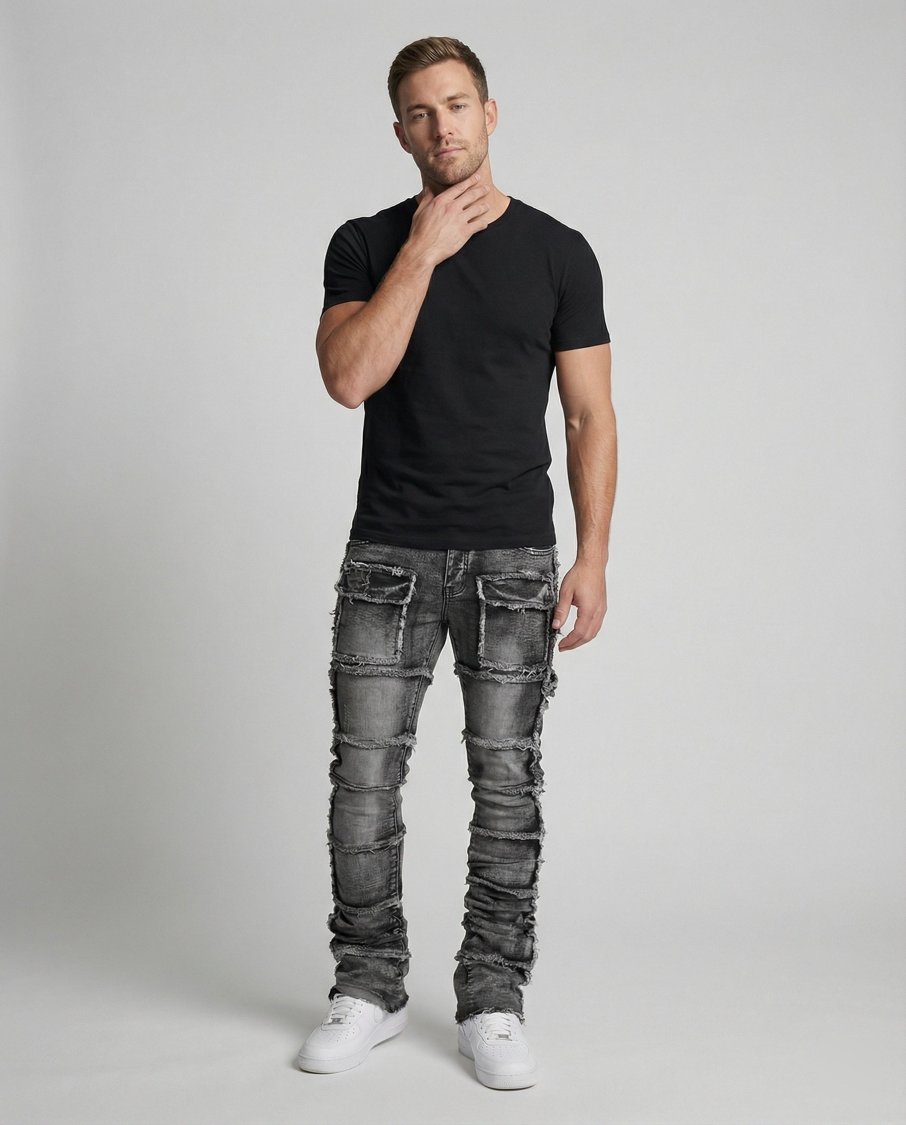 Men's Slim Fit Jeans with Cargo Pockets