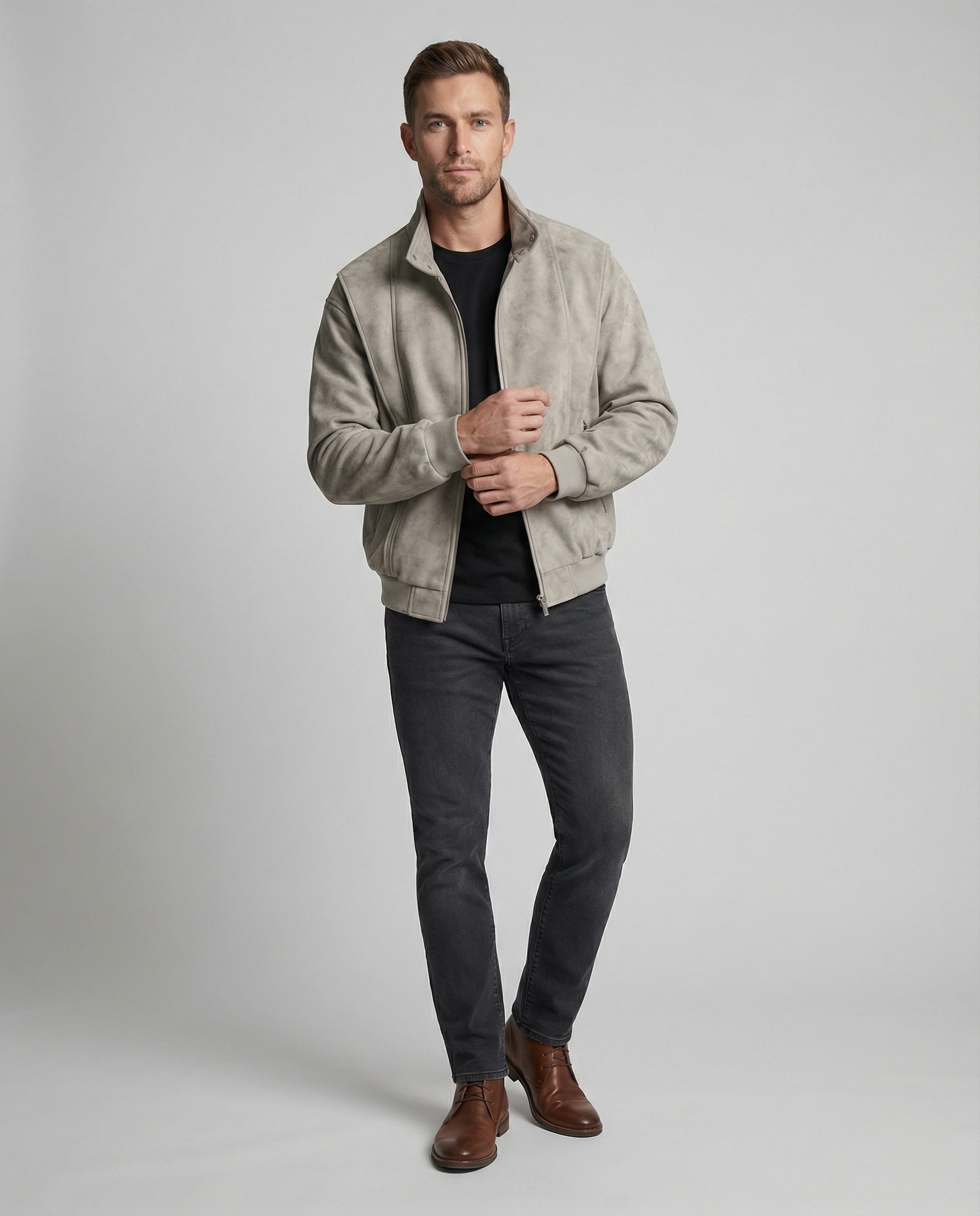 Men's Velour Short Jacket Stand Collar