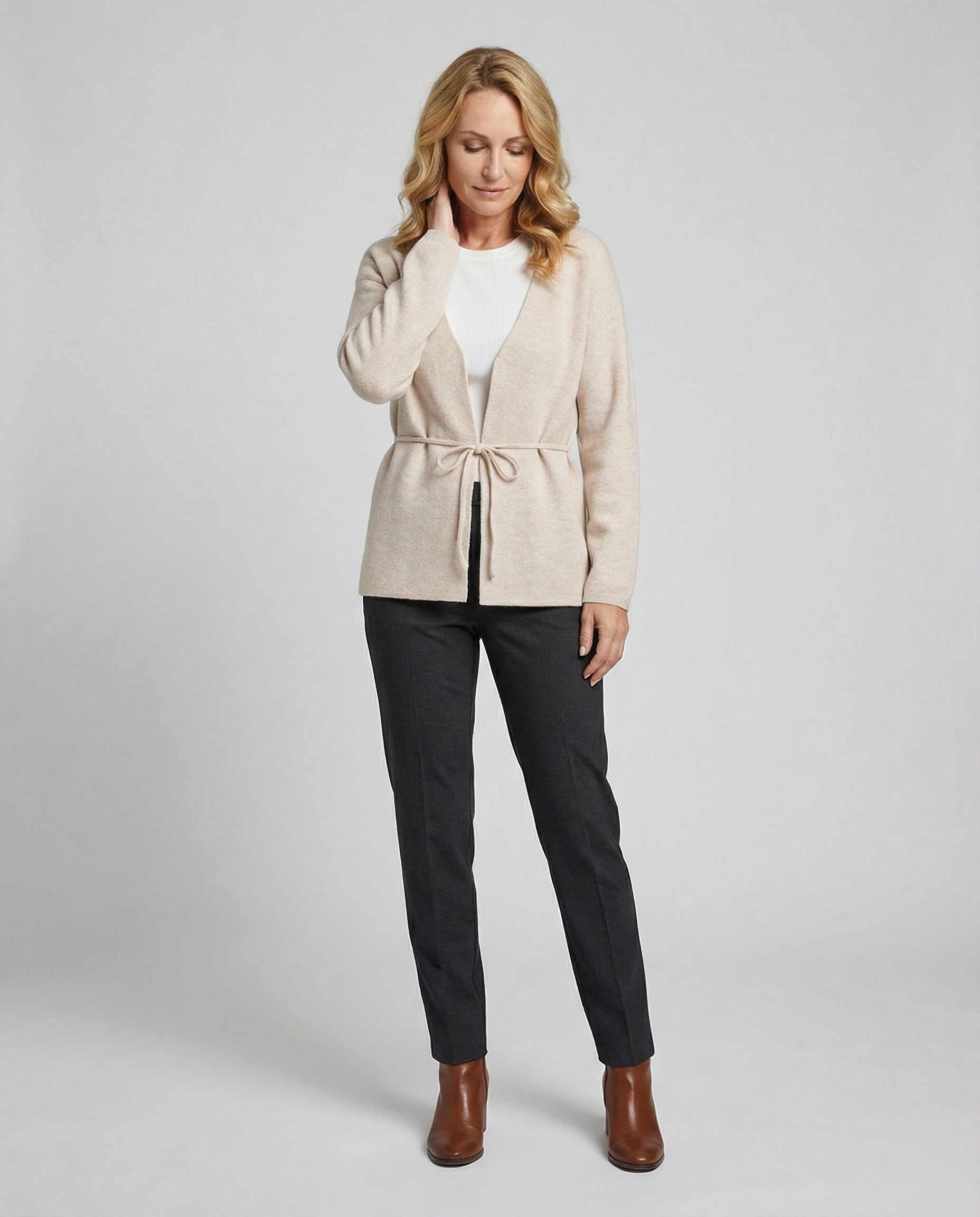 Women's cardigan with tie belt
