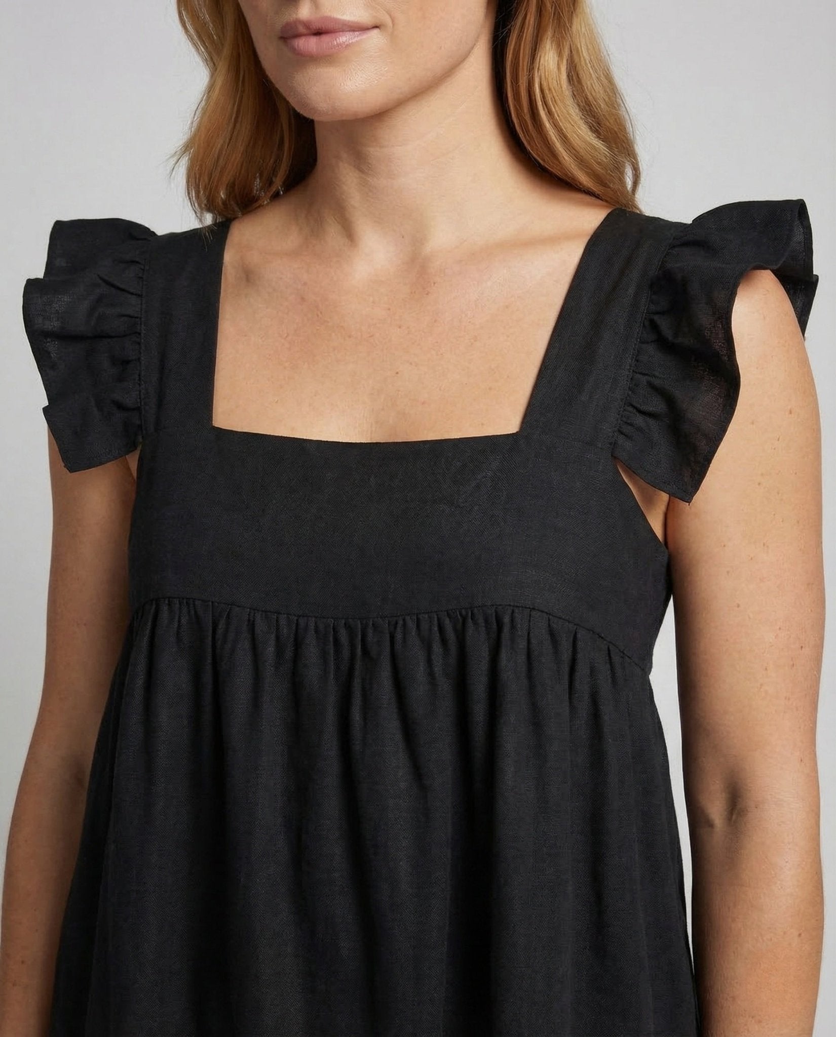 Ladies Babydoll Dress Ruffle Sleeves - Chichicherry