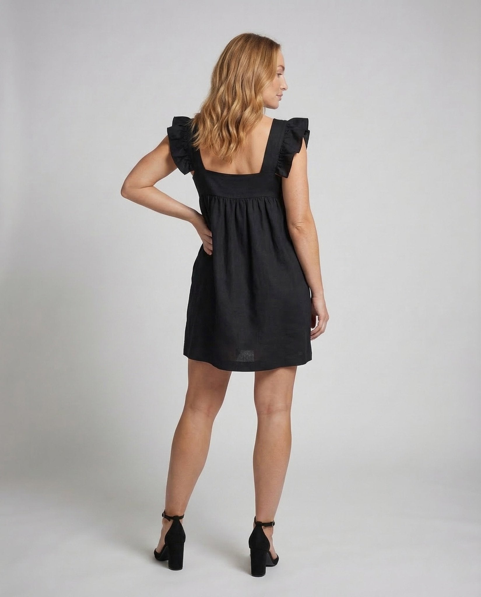 Ladies Babydoll Dress Ruffle Sleeves - Chichicherry
