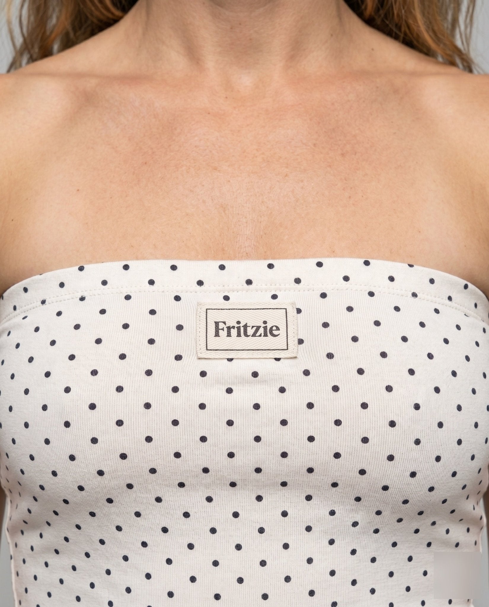 Ladies Bustier Top in minimalist design with polka dot pattern - Chichicherry