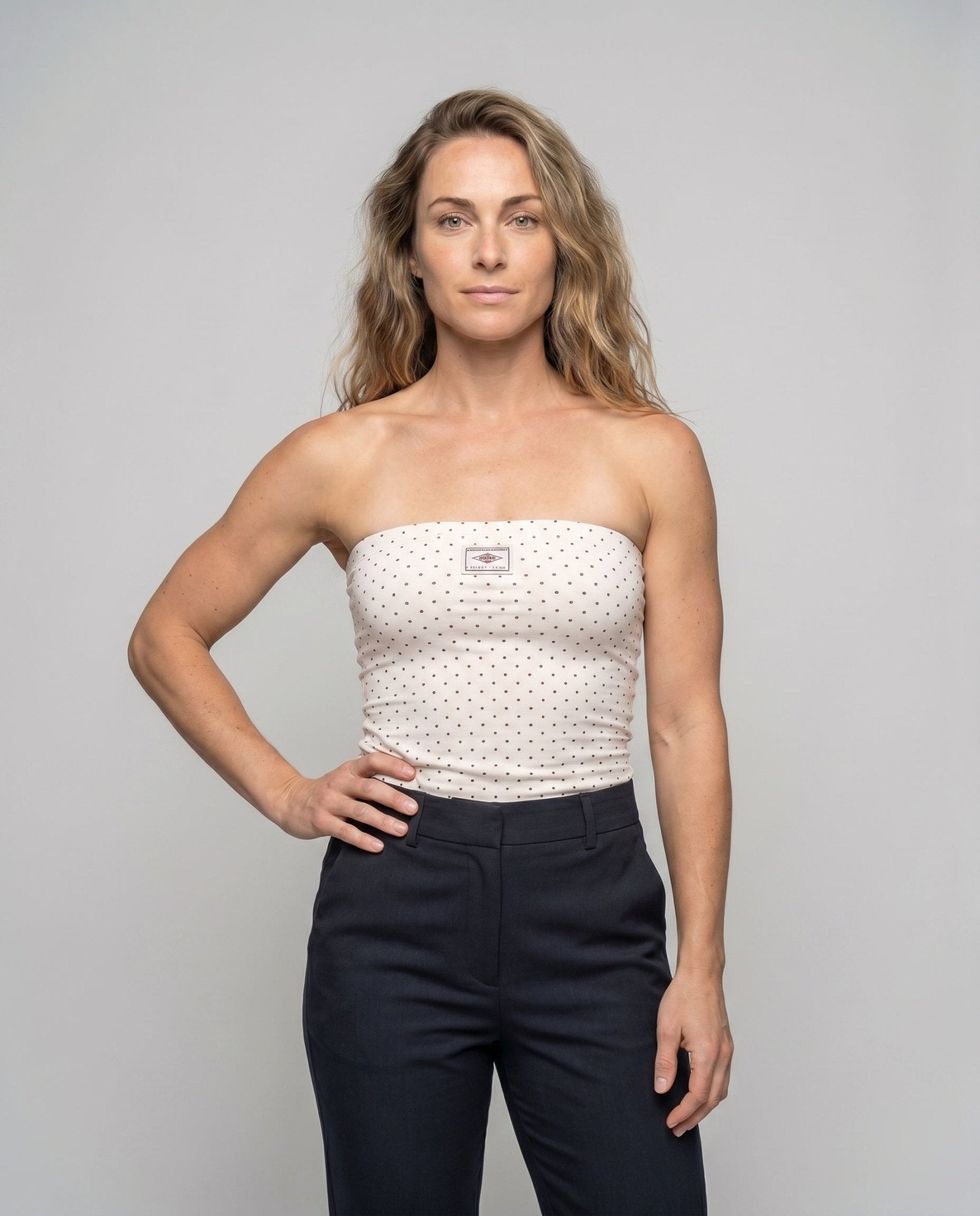 Ladies Bustier Top in minimalist design with polka dot pattern - Chichicherry