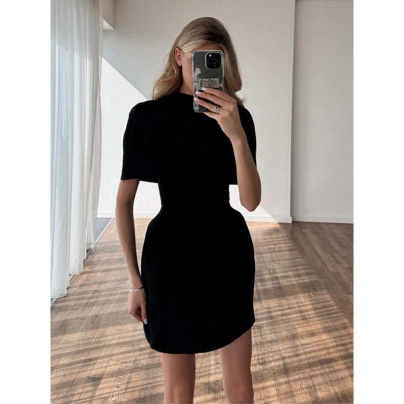Ladies Cape Mini Dress with Stand Collar and Tailored Corset Chichicherry - Chichicherry