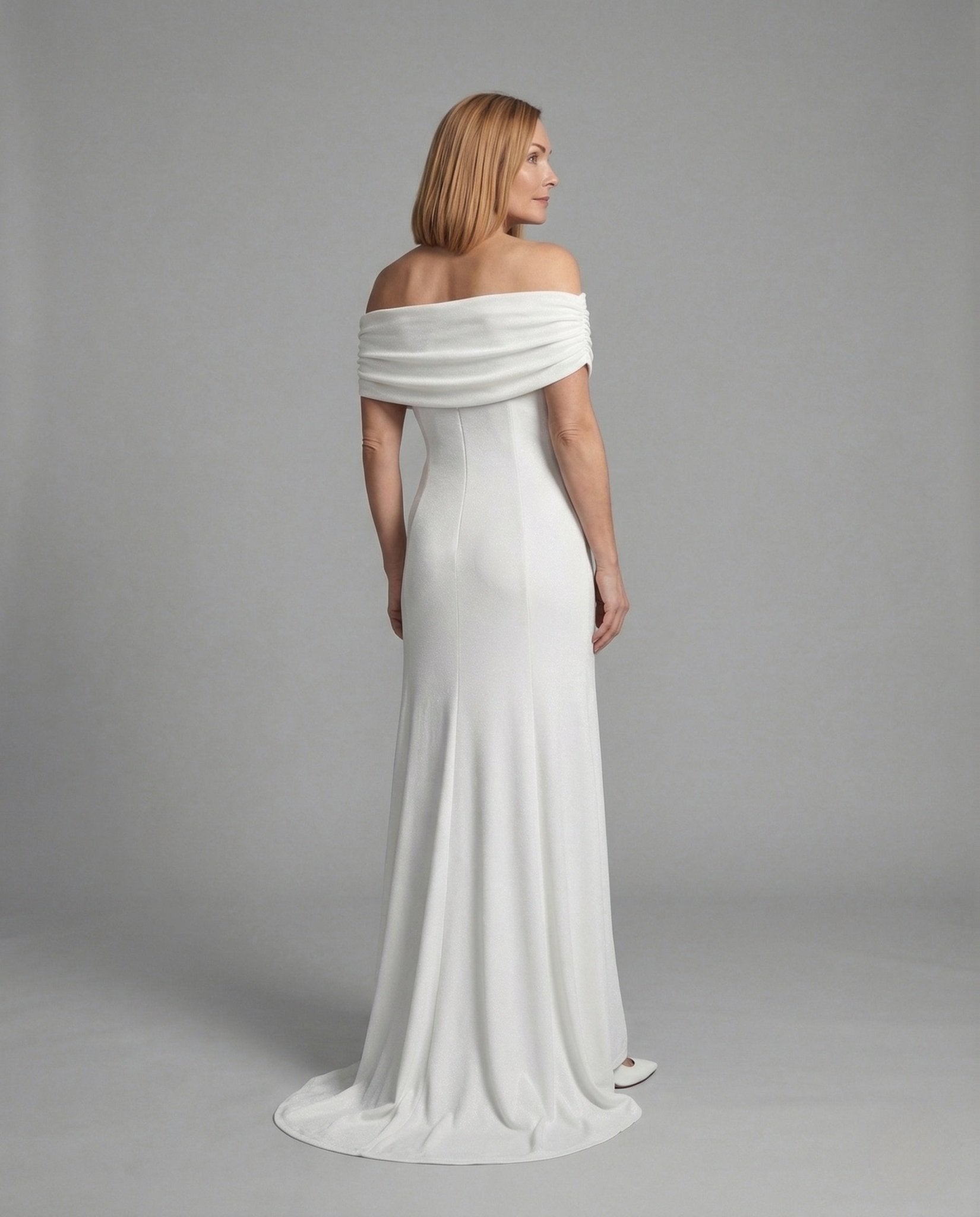 Ladies Carmen Evening Dress with Shawl Collar - Chichicherry