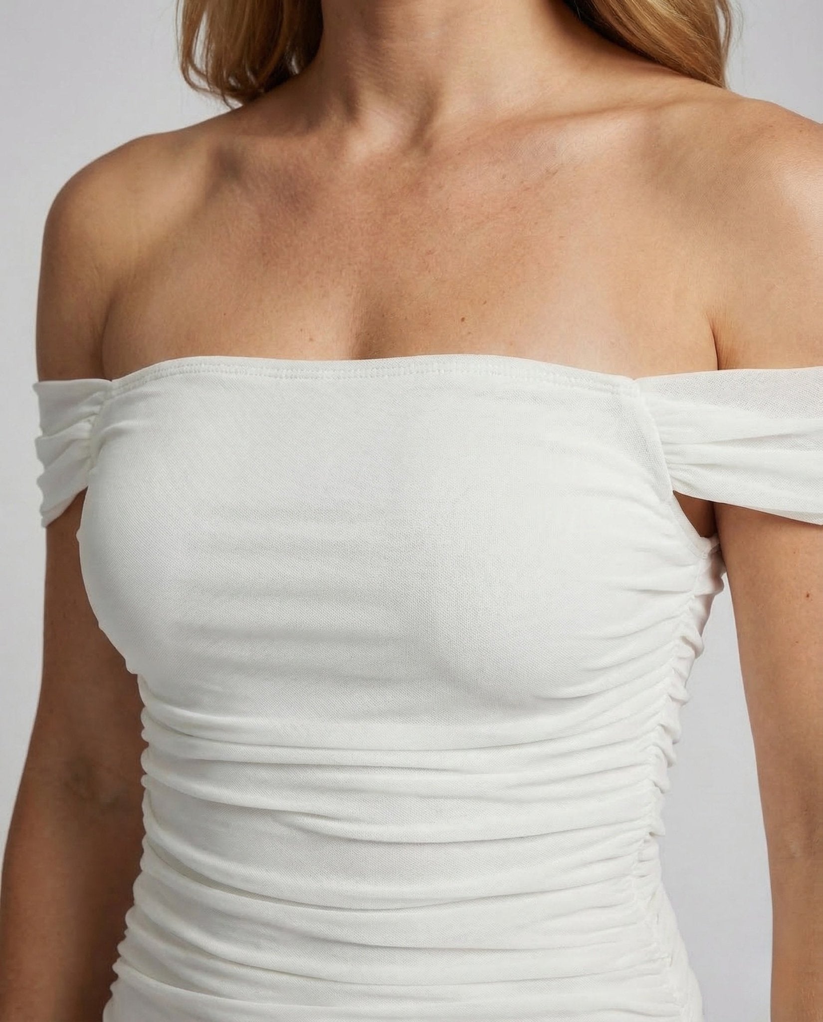 Ladies Carmen Midi Dress Gathering - Chichicherry