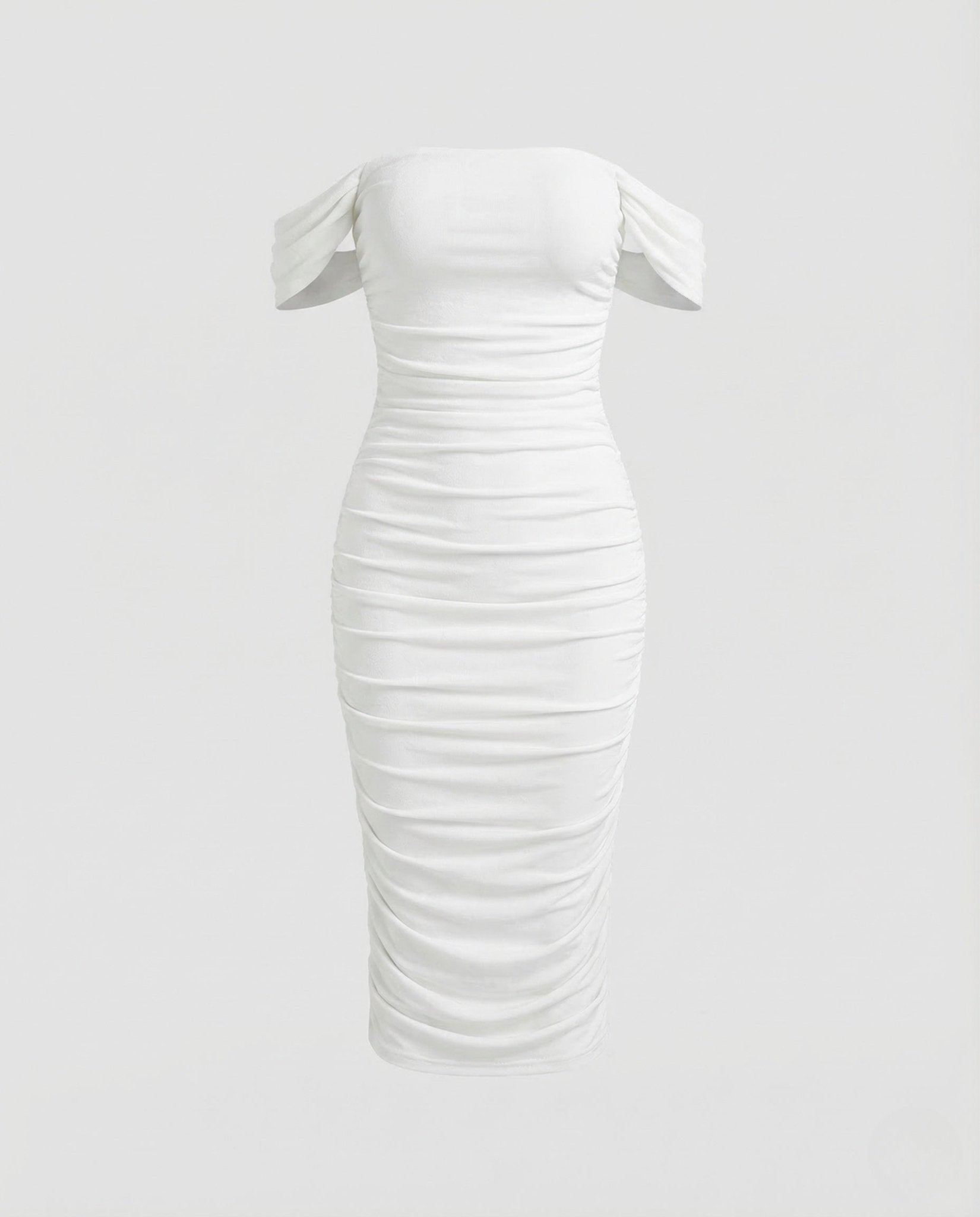Ladies Carmen Midi Dress Gathering - Chichicherry