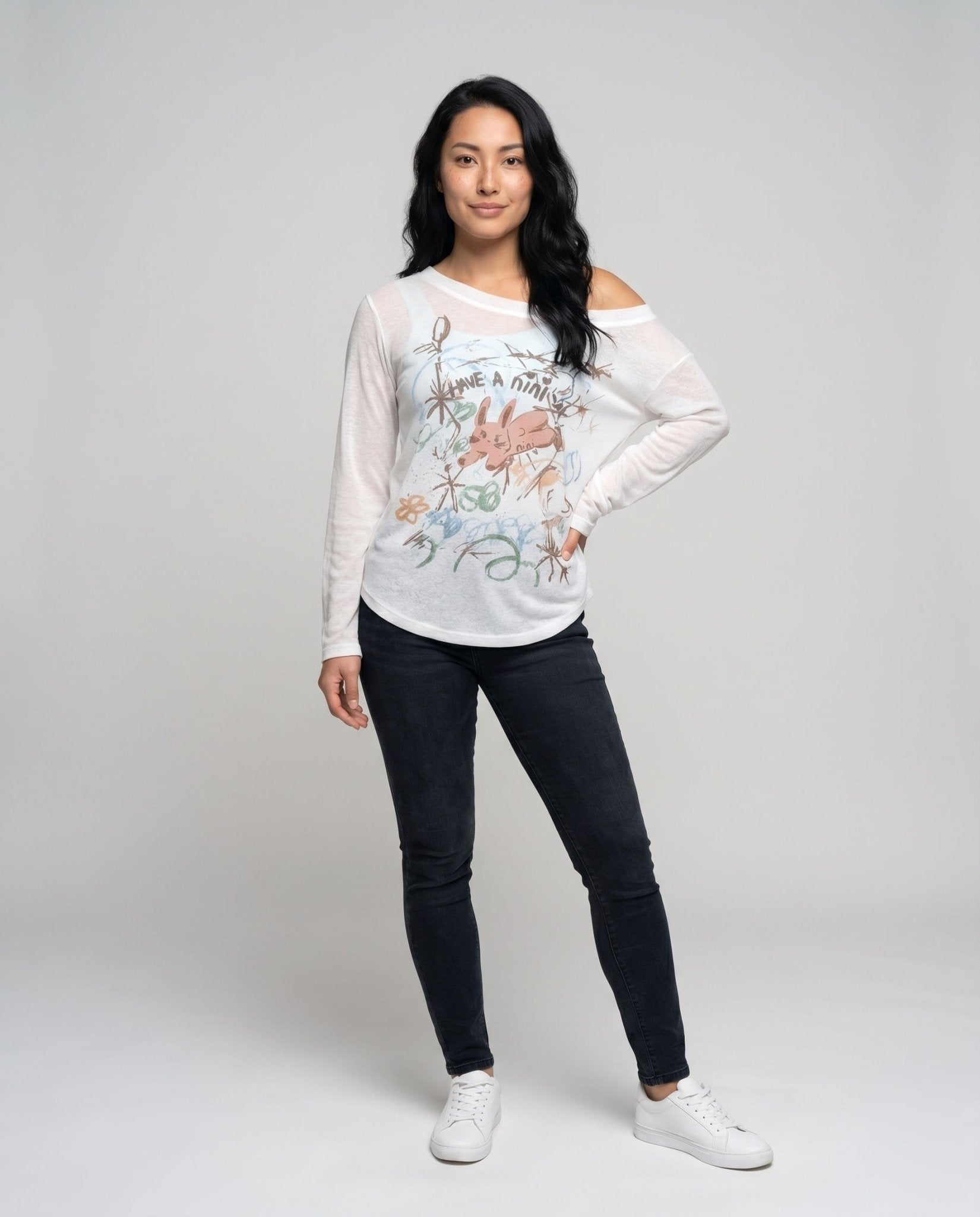 Ladies Casual T-Shirt with Creative Print and Loose Fit - Chichicherry