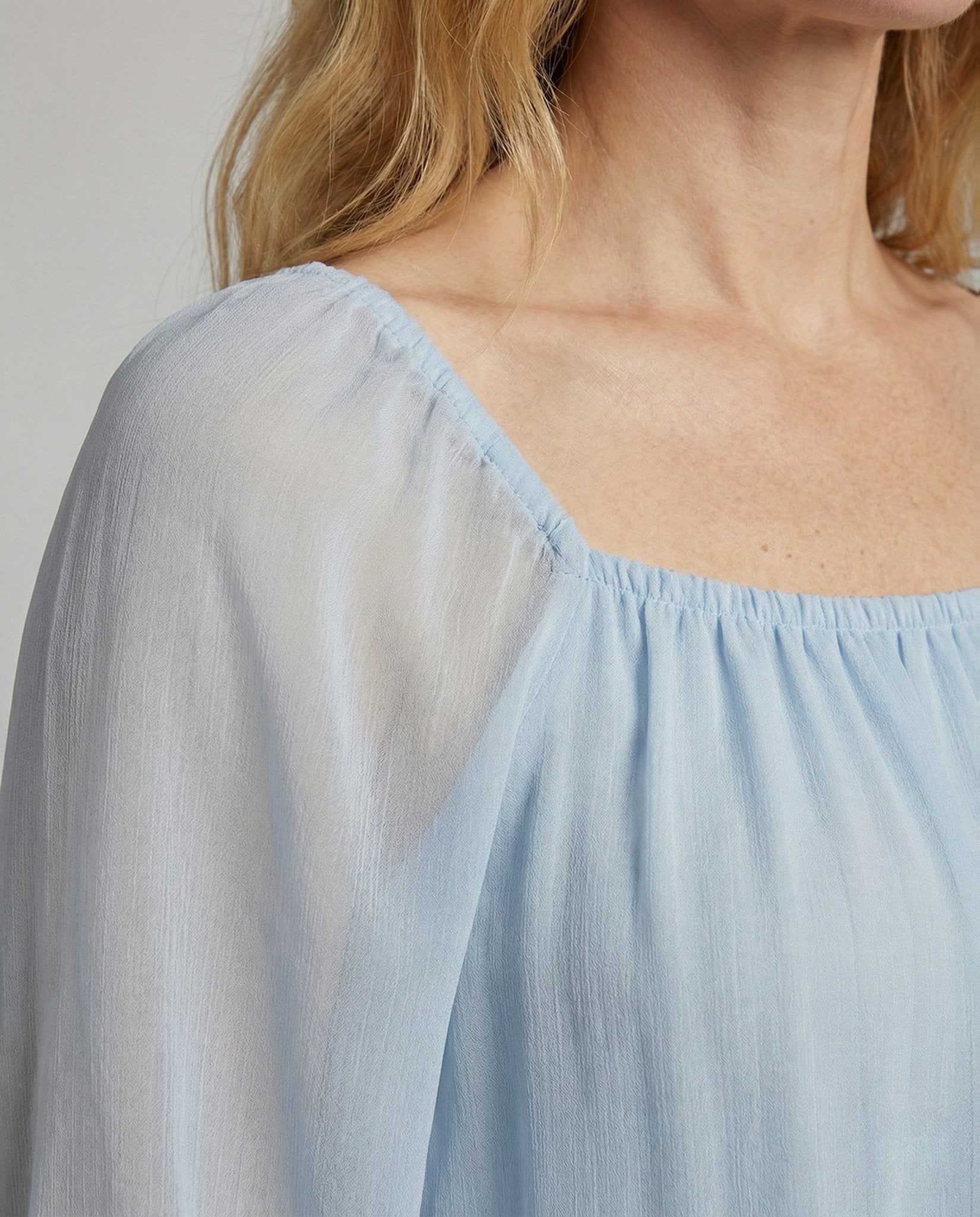 Ladies Chiffon blouse with square neckline - Chichicherry