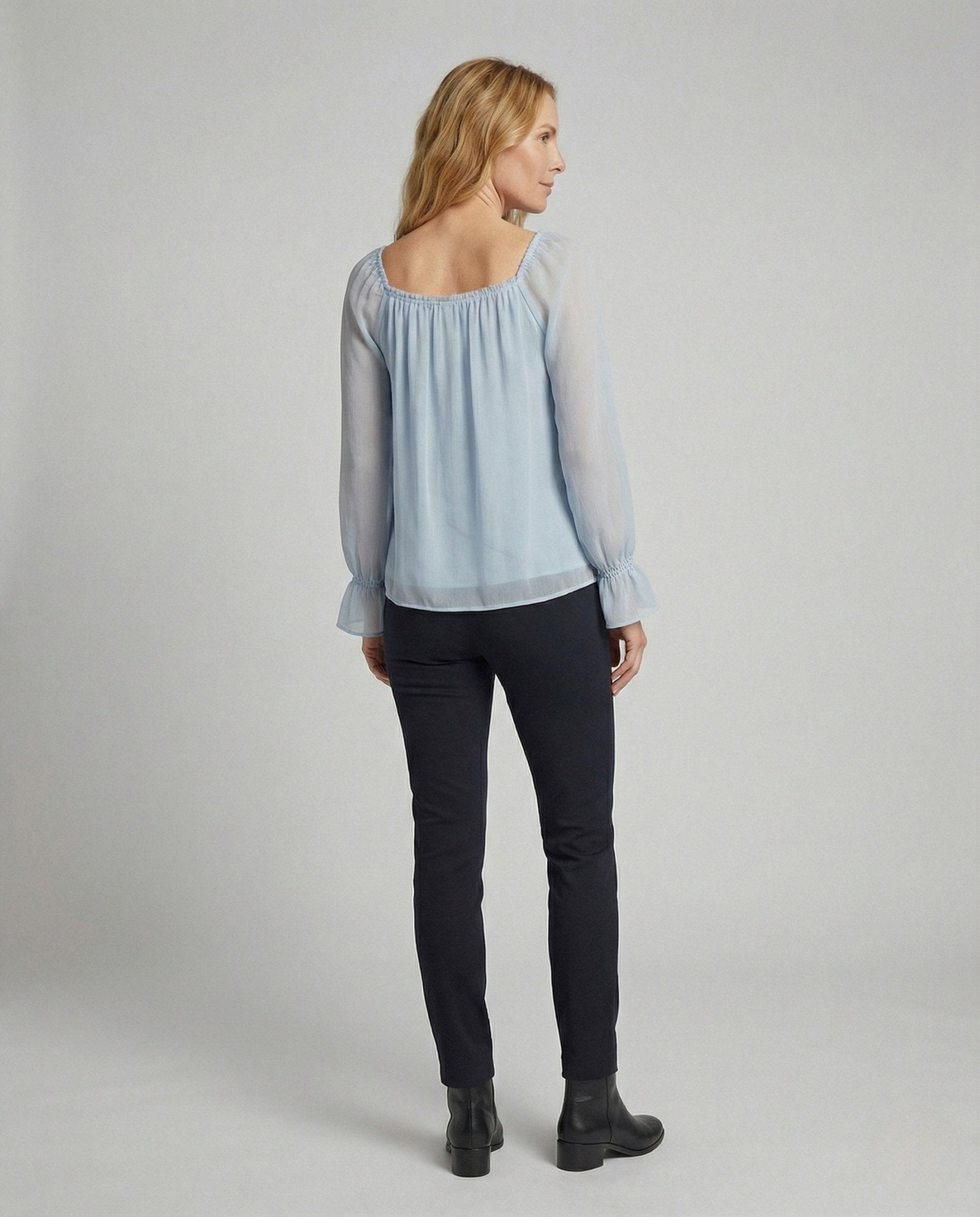 Ladies Chiffon blouse with square neckline - Chichicherry