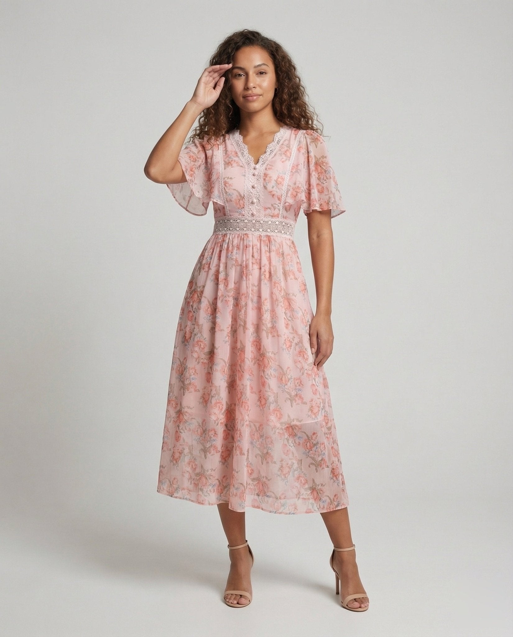 Ladies Chiffon Dress V Neck - Chichicherry