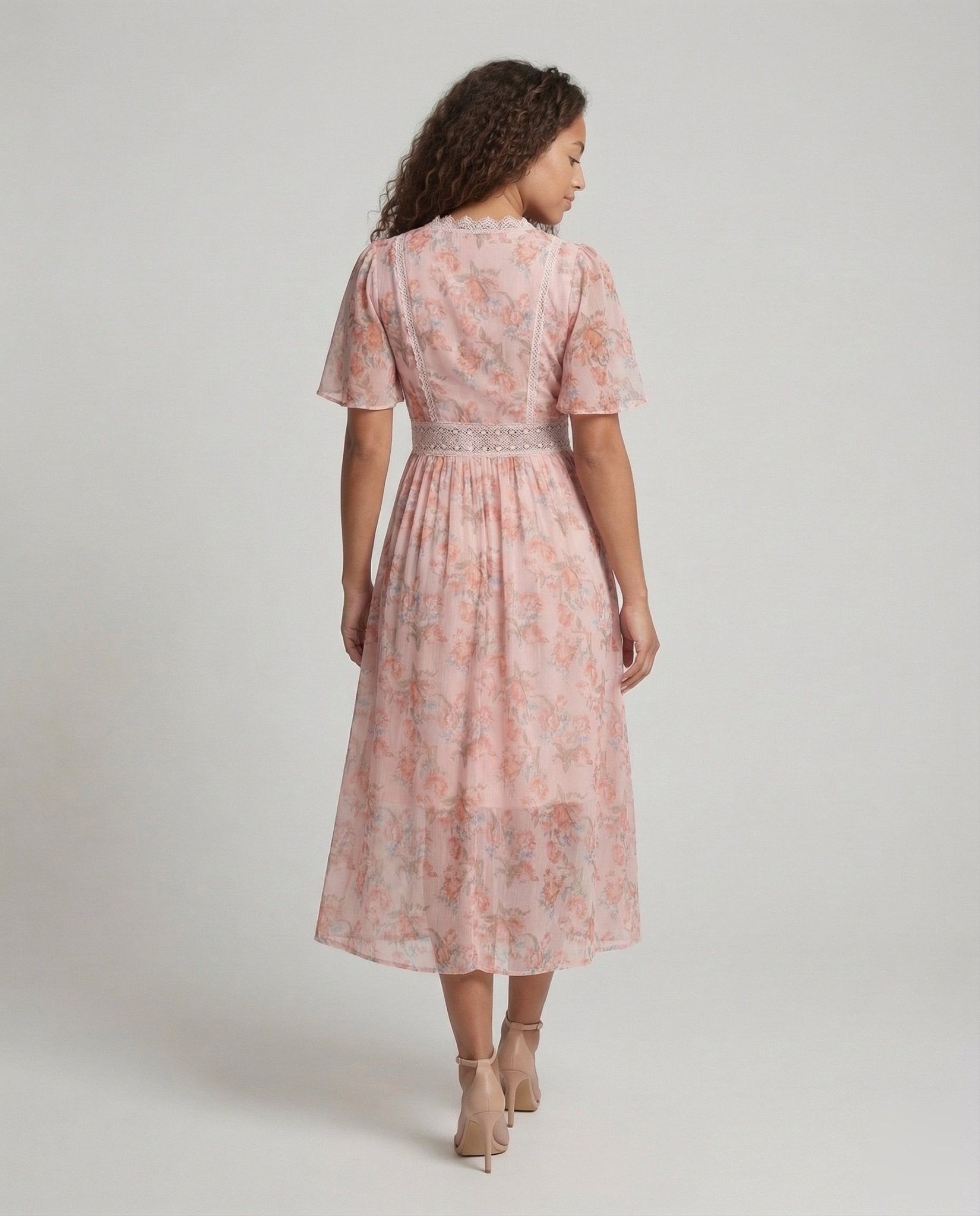 Ladies Chiffon Dress V Neck - Chichicherry
