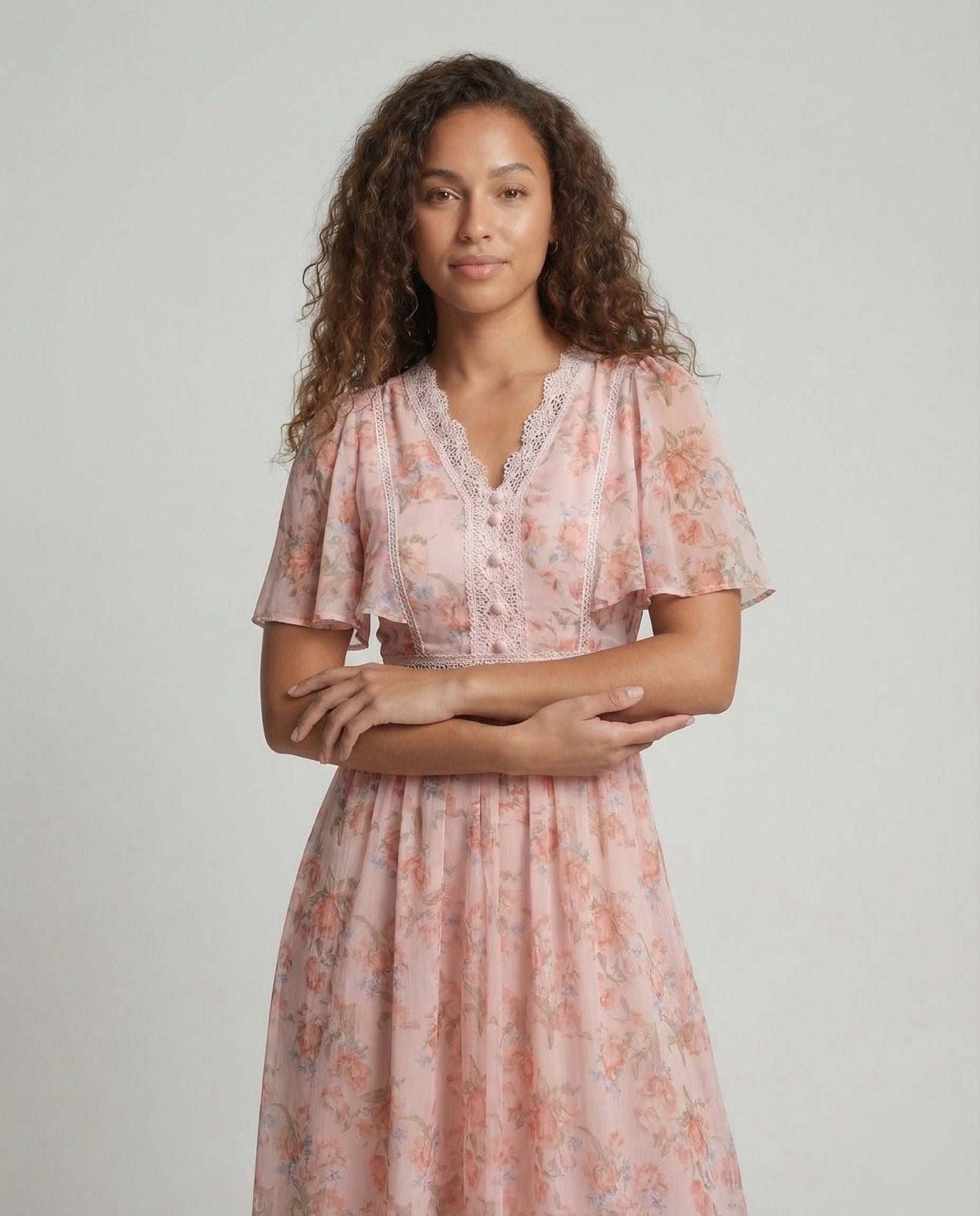 Ladies Chiffon Dress V Neck - Chichicherry