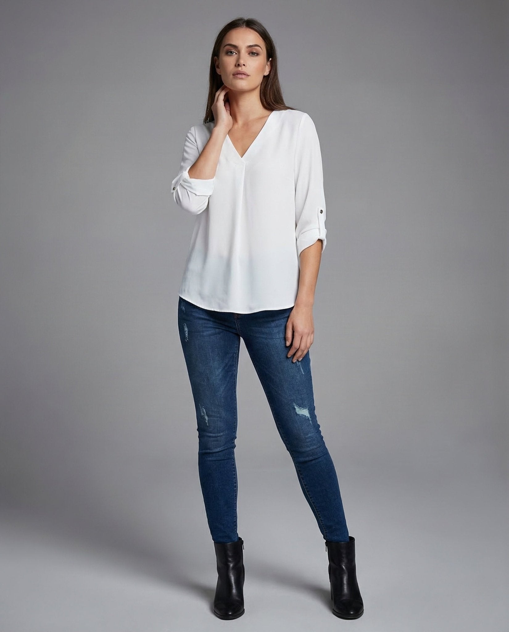Ladies Chiffon Tunic V Neck - Chichicherry
