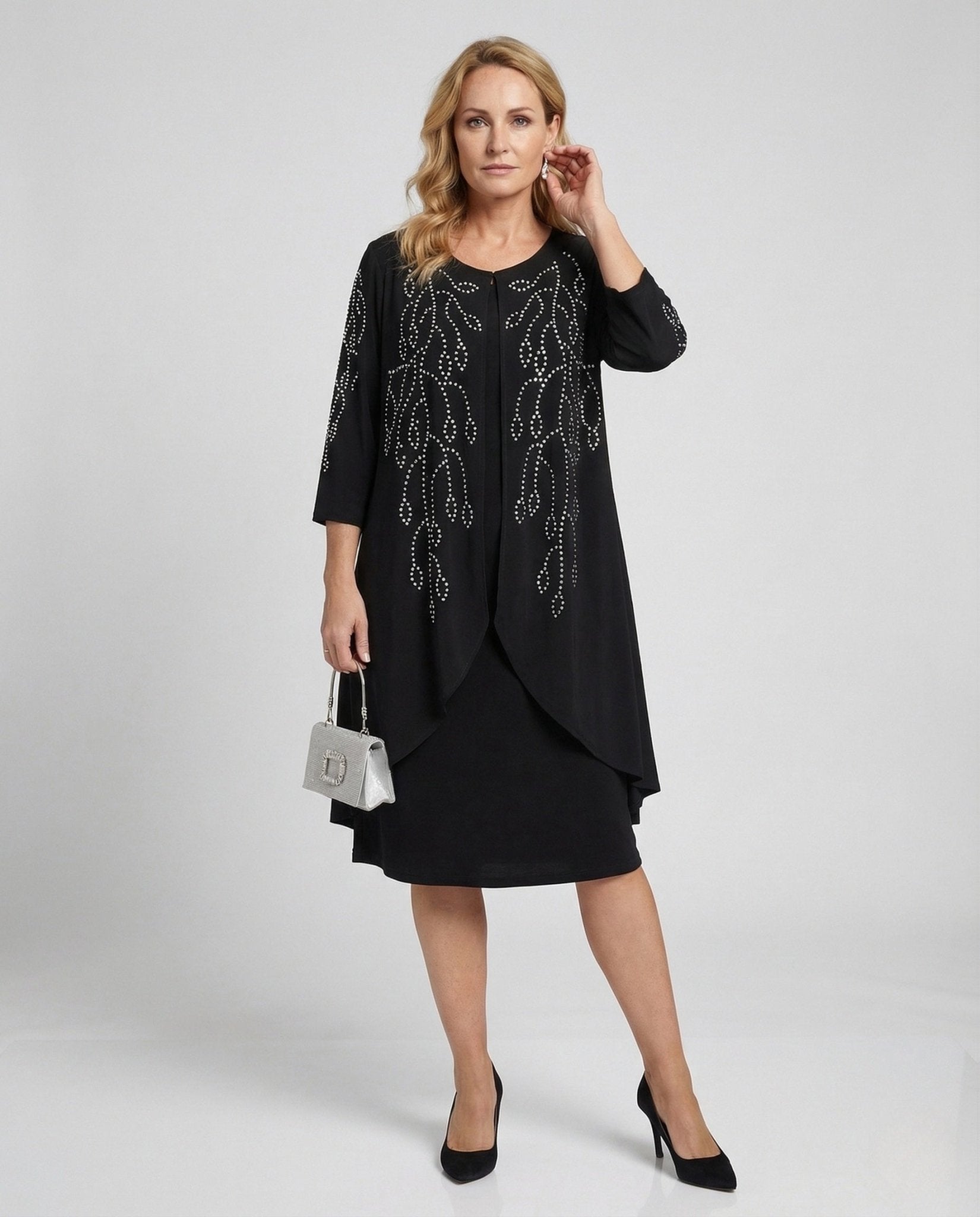 Ladies cocktail dress elegant with rhinestones - Chichicherry