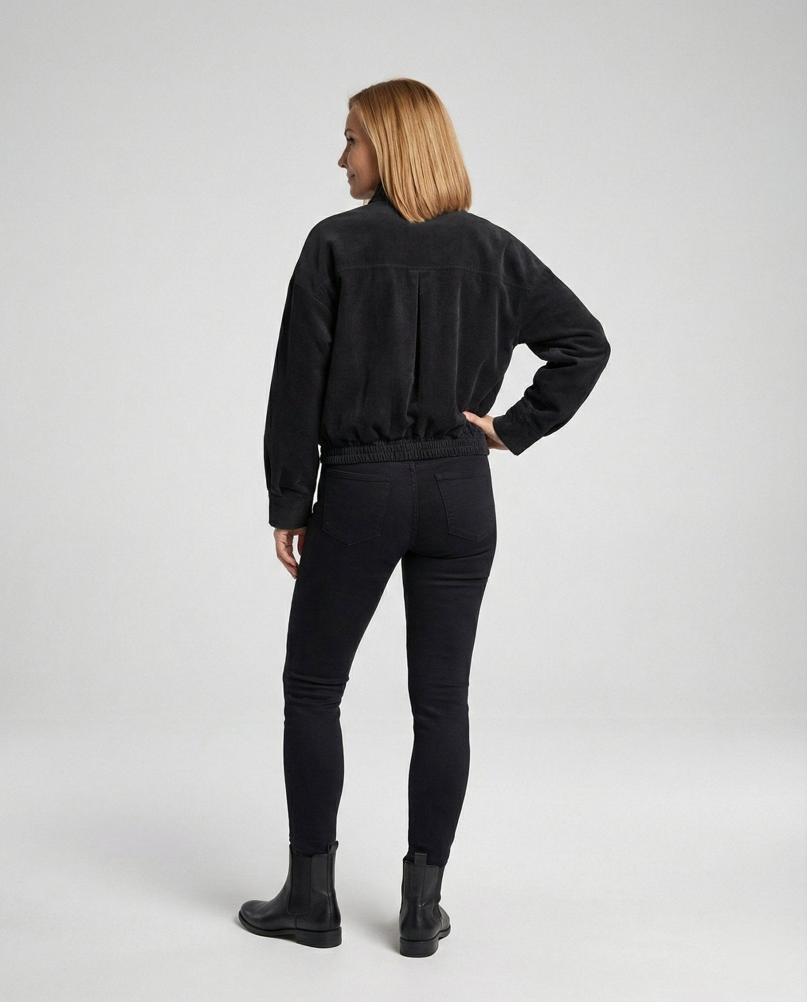 Ladies Cord Jacket with Stand-Up Collar - Chichicherry