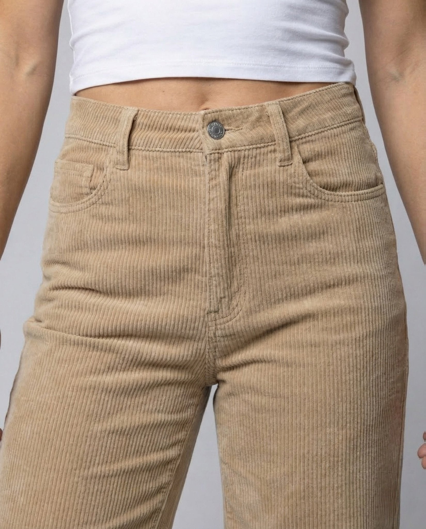 Ladies Cord Pants Wide High Waist - Chichicherry