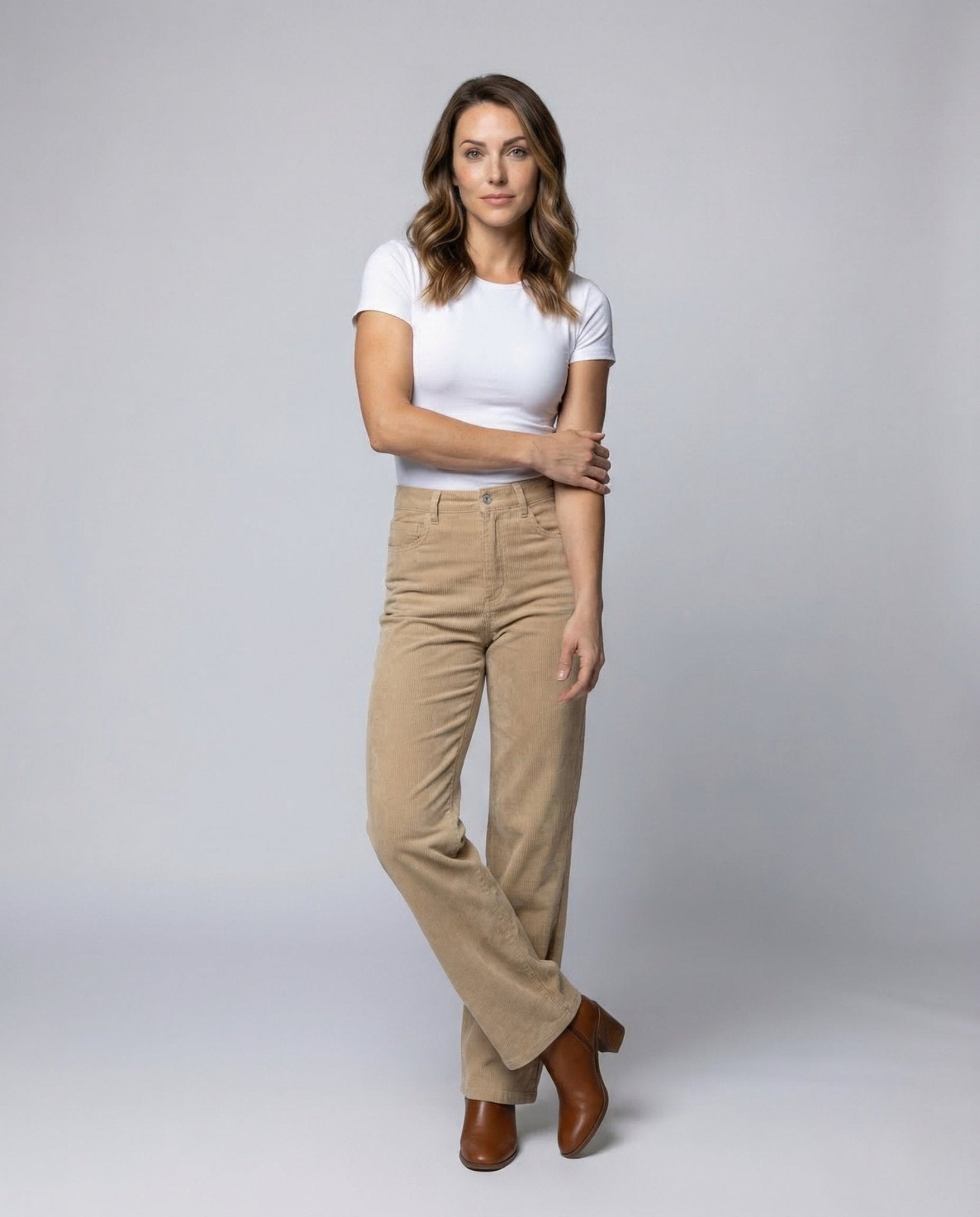 Ladies Cord Pants Wide High Waist - Chichicherry