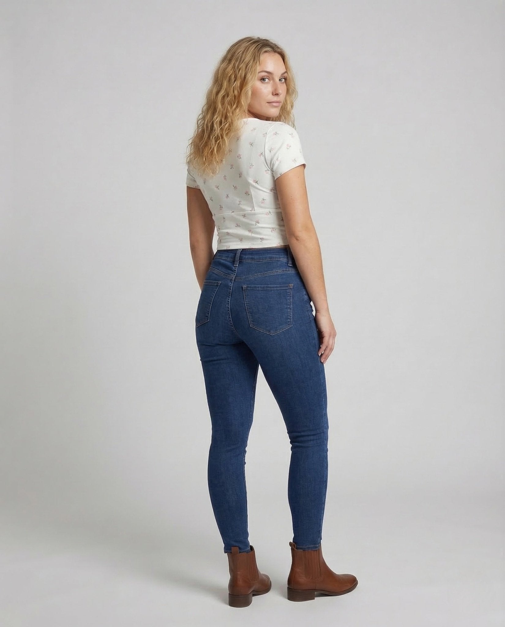 Ladies Crop Shirt Wrap Rose Print - Chichicherry
