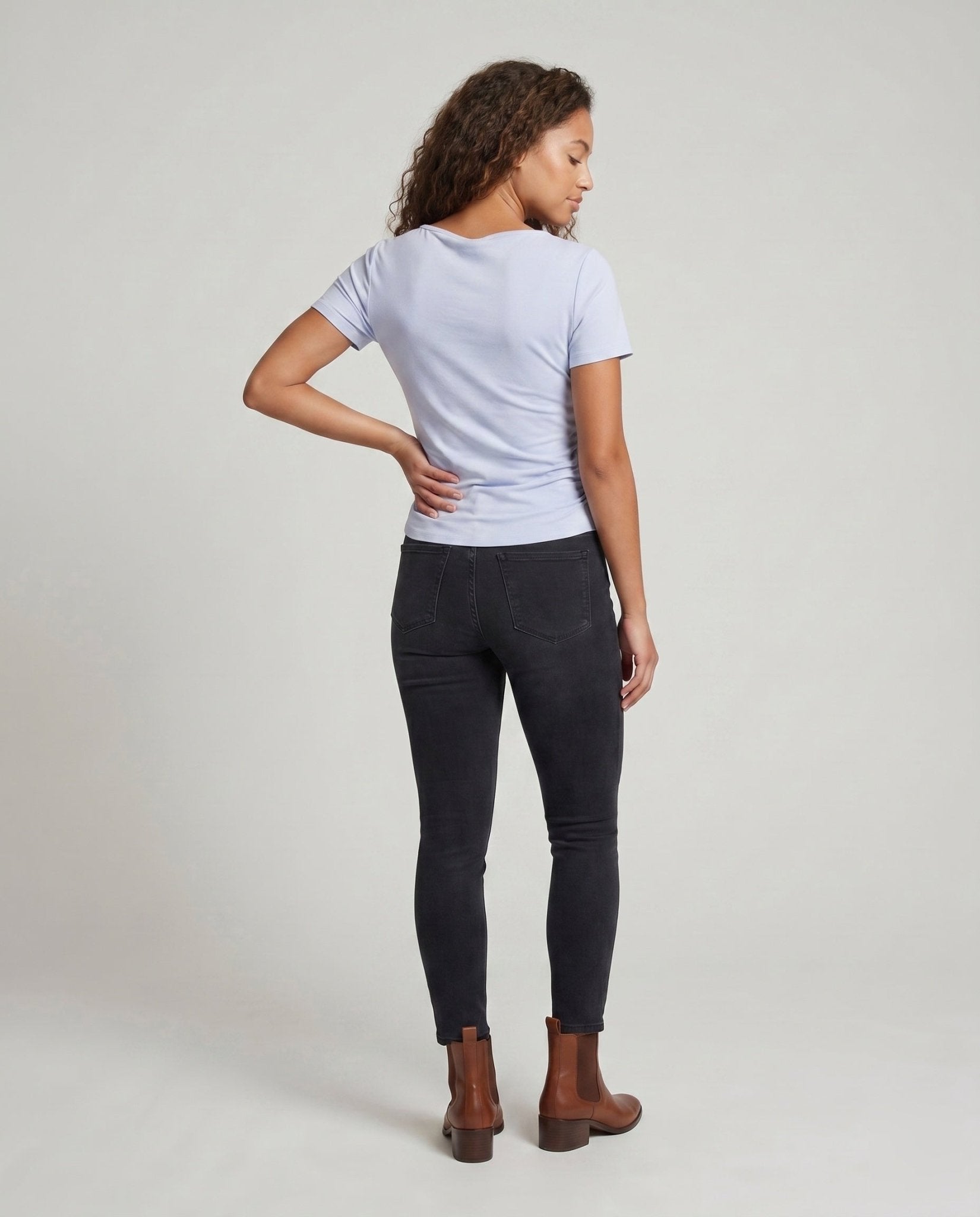 Ladies elegant top with chic waterfall neckline and body-shaping cut - Chichicherry