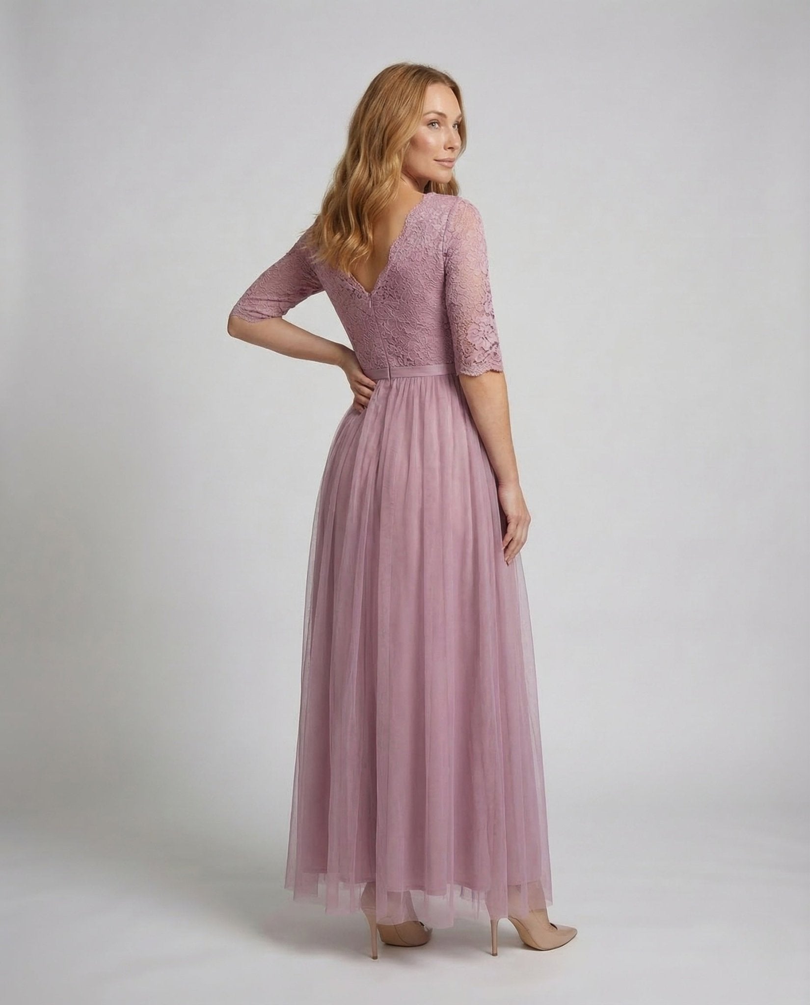 Ladies Evening Dress Lace Tulle Cape - Chichicherry