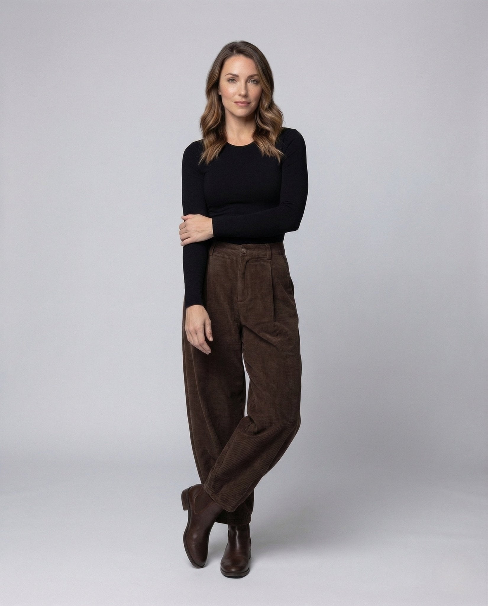 Ladies fine cord trousers pleats balloon leg - Chichicherry