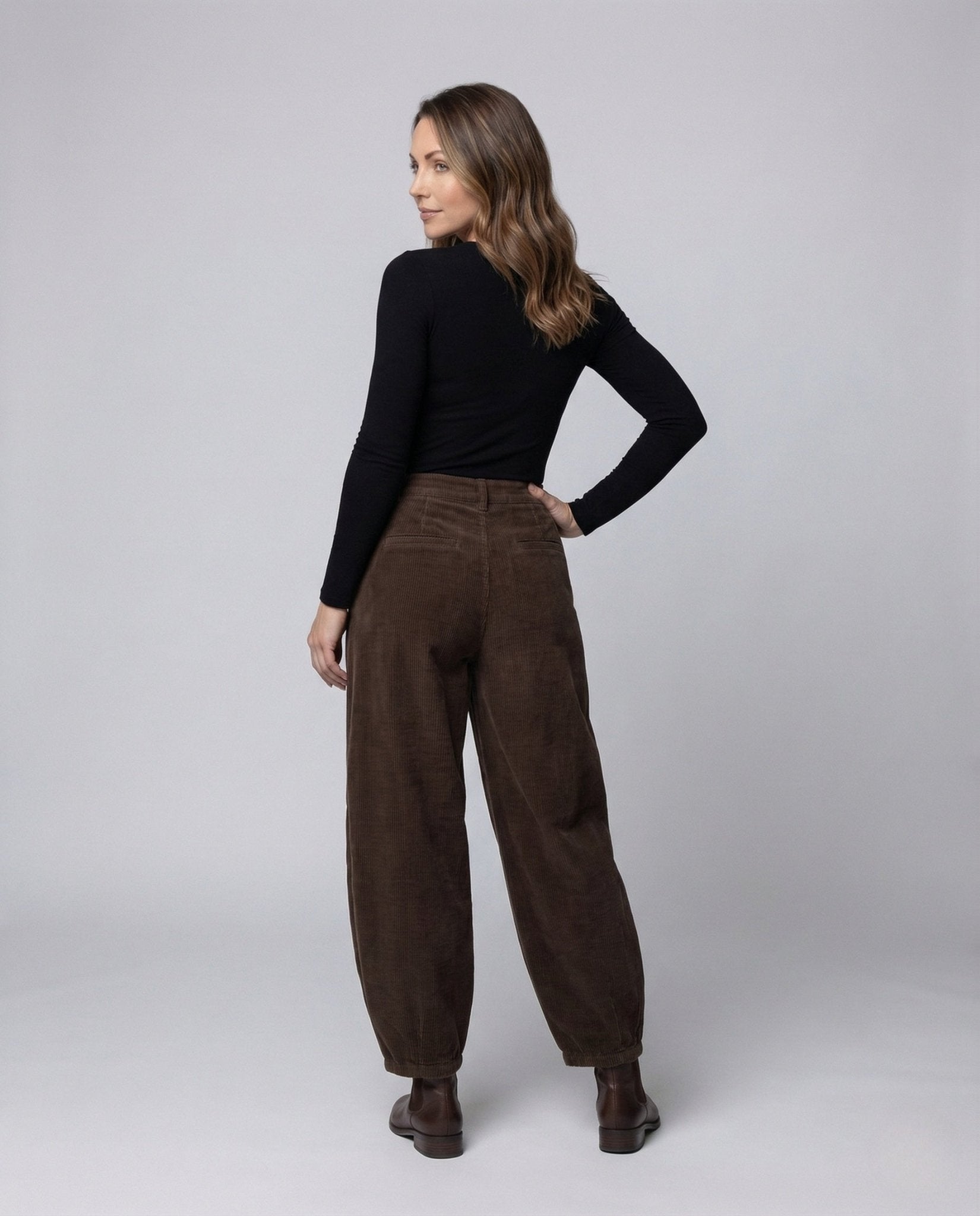 Ladies fine cord trousers pleats balloon leg - Chichicherry