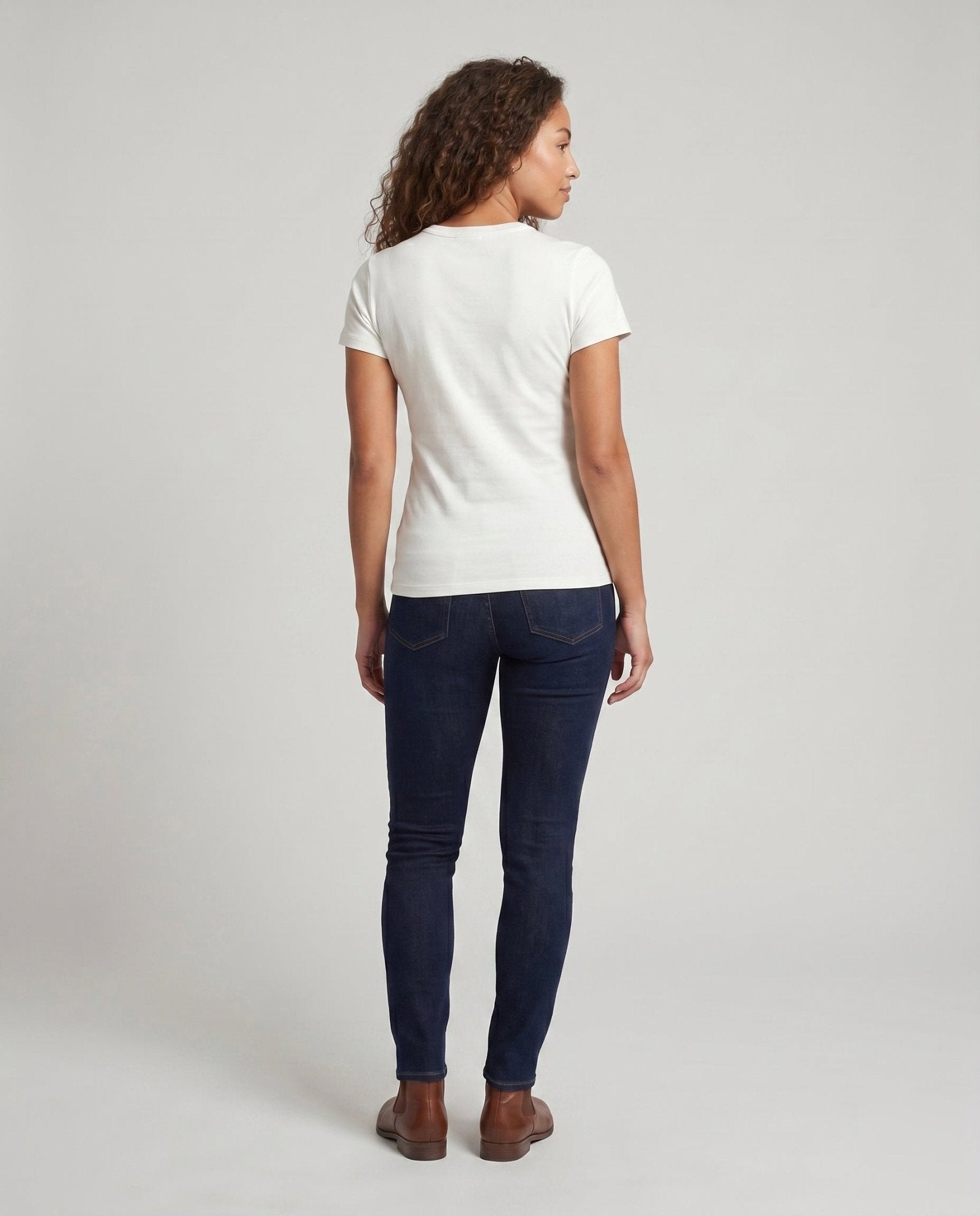 Ladies fitted short sleeve top with elegant stand collar - Chichicherry