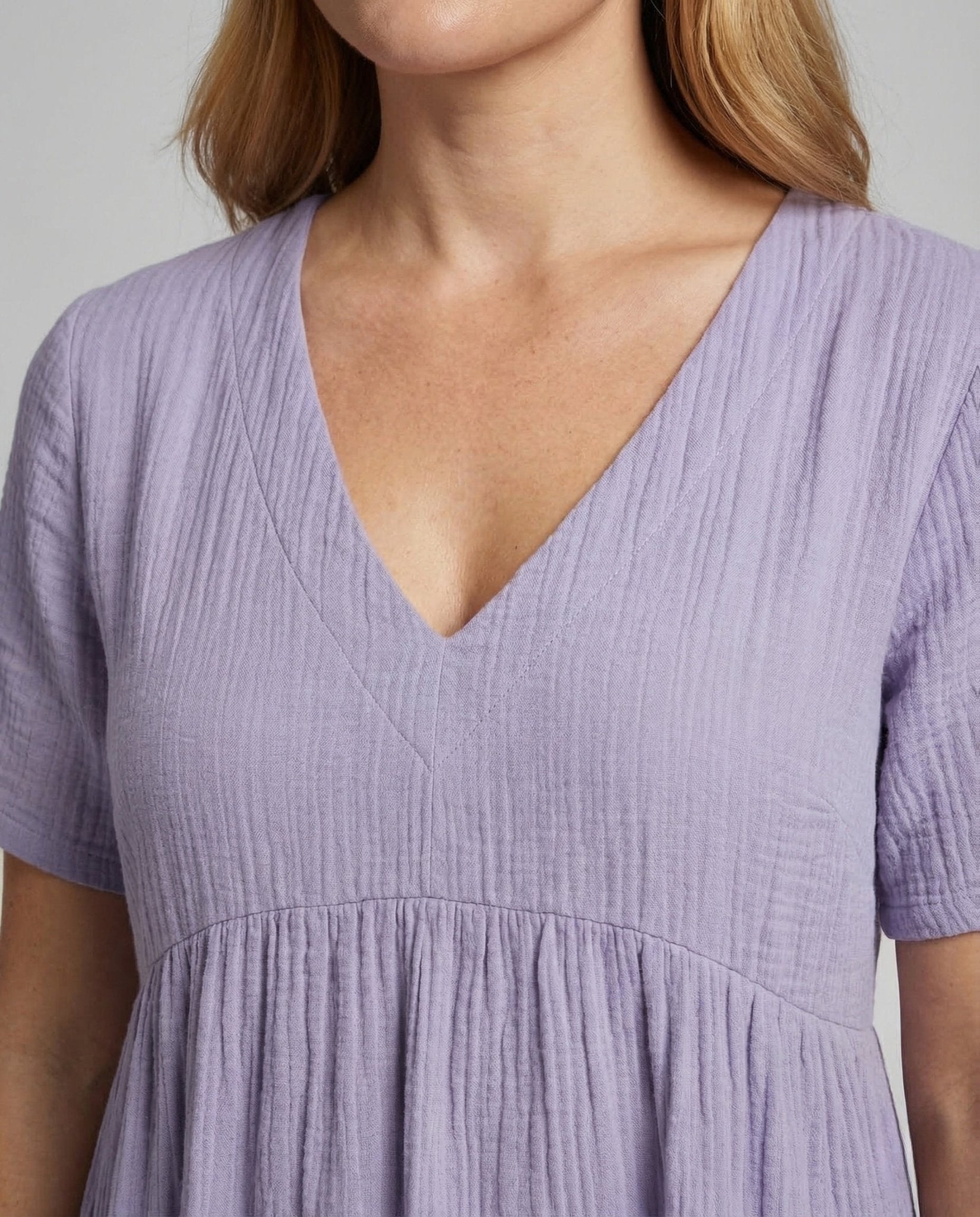 Ladies Gaze Dress V Neck Tiered Skirt - Chichicherry