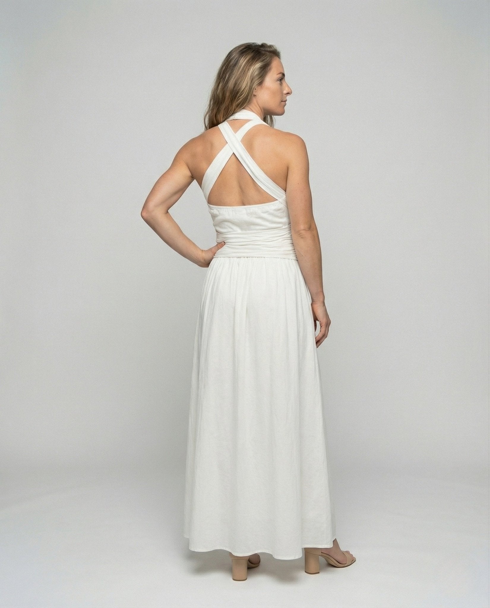 Ladies Halter Maxi Dress with Wrap Waist - Chichicherry