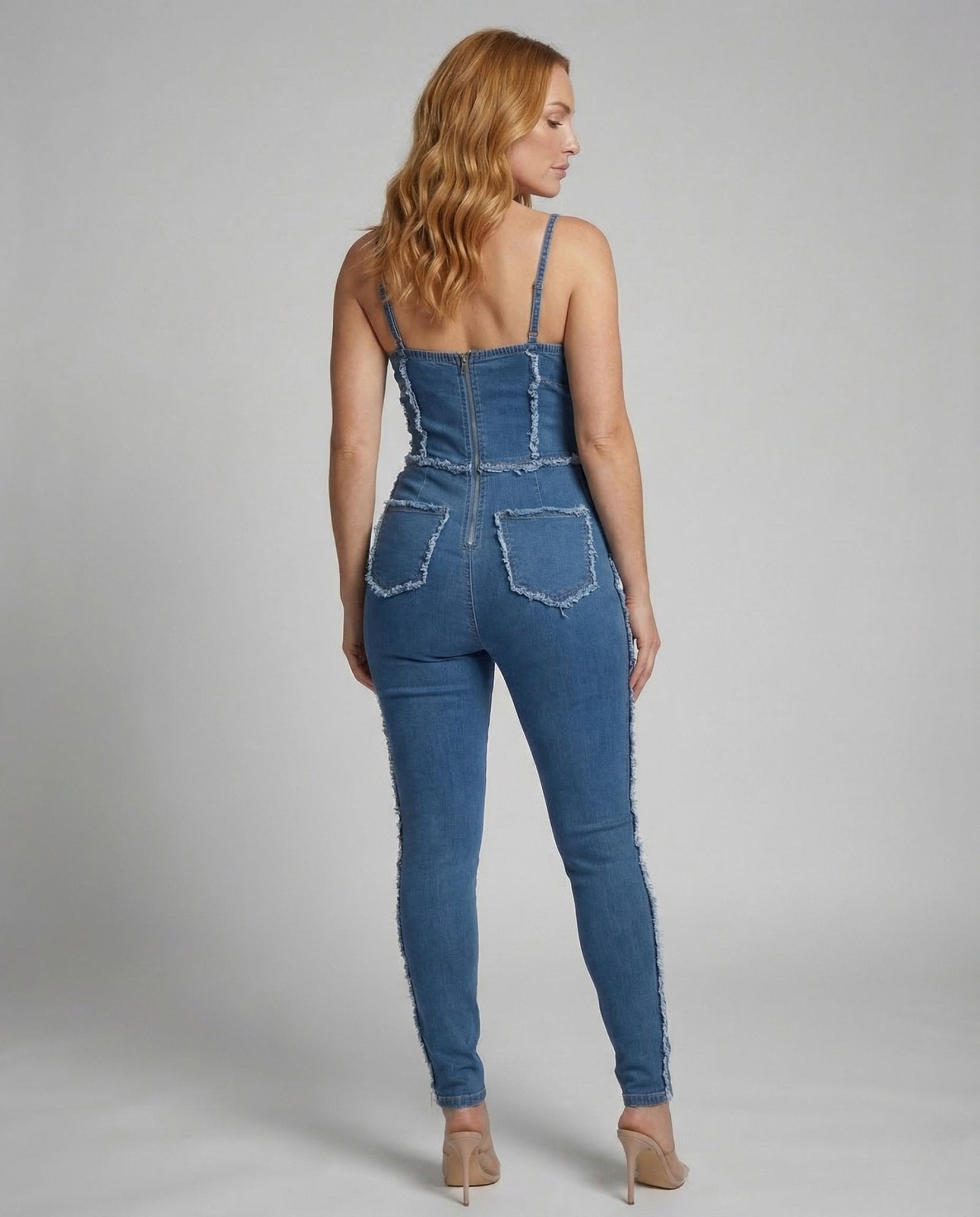 Ladies Jeans Bustier Overall Fringes - Chichicherry