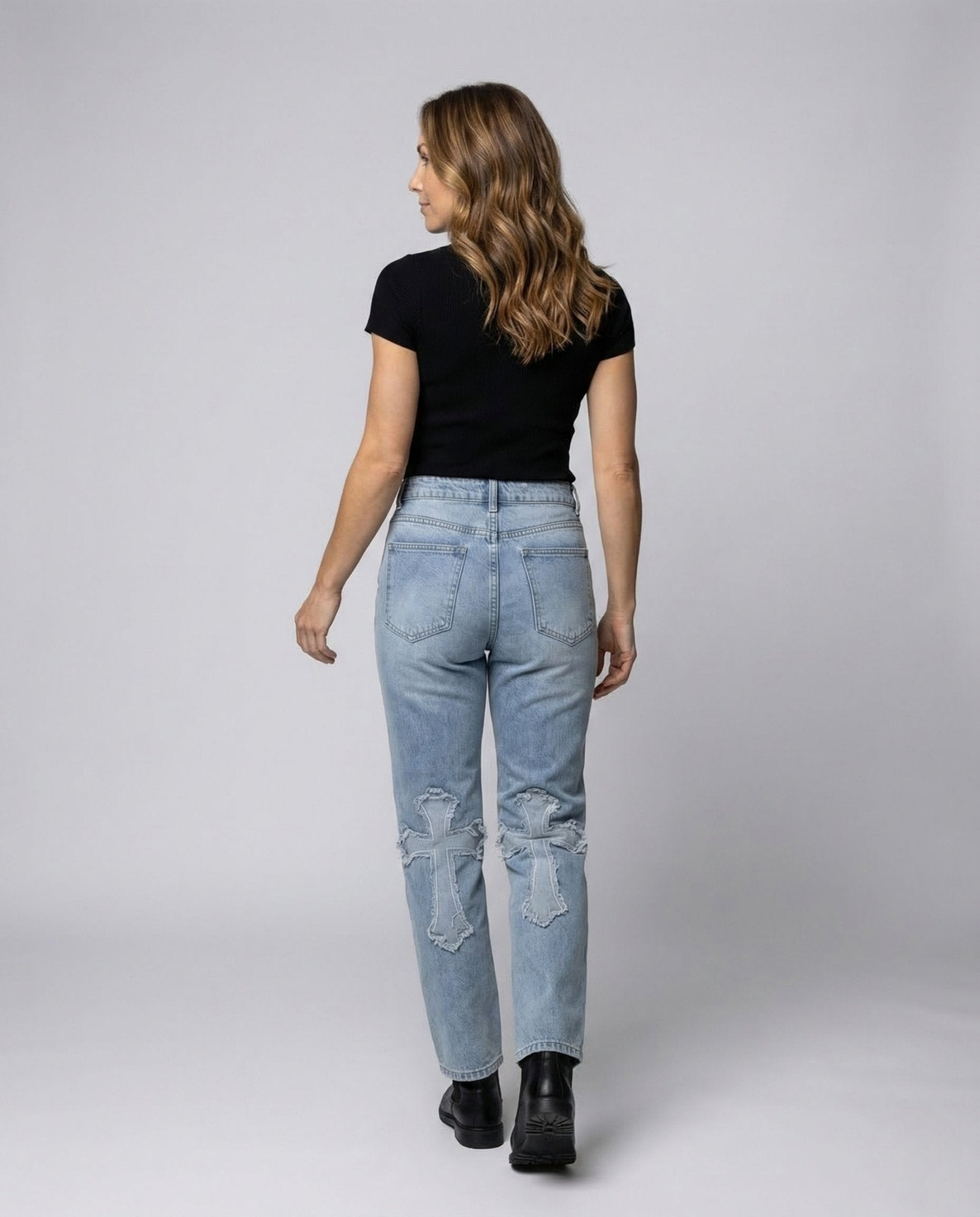 Ladies Jeans Vintage Application High Waist - Chichicherry