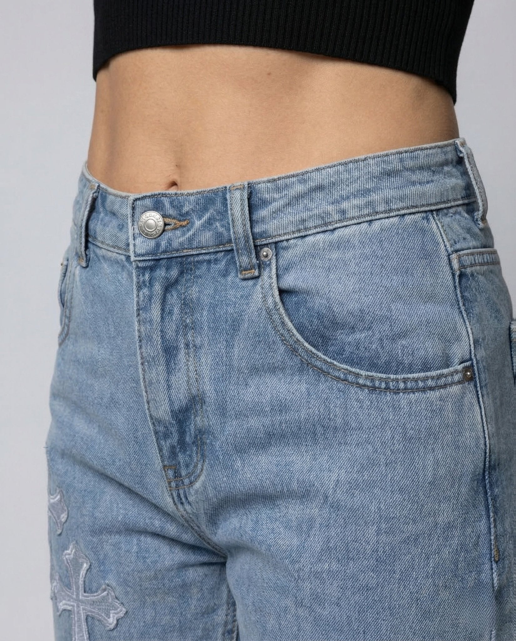 Ladies Jeans Vintage Application High Waist - Chichicherry