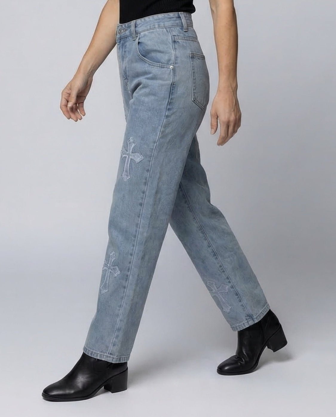Ladies Jeans Vintage Application High Waist - Chichicherry