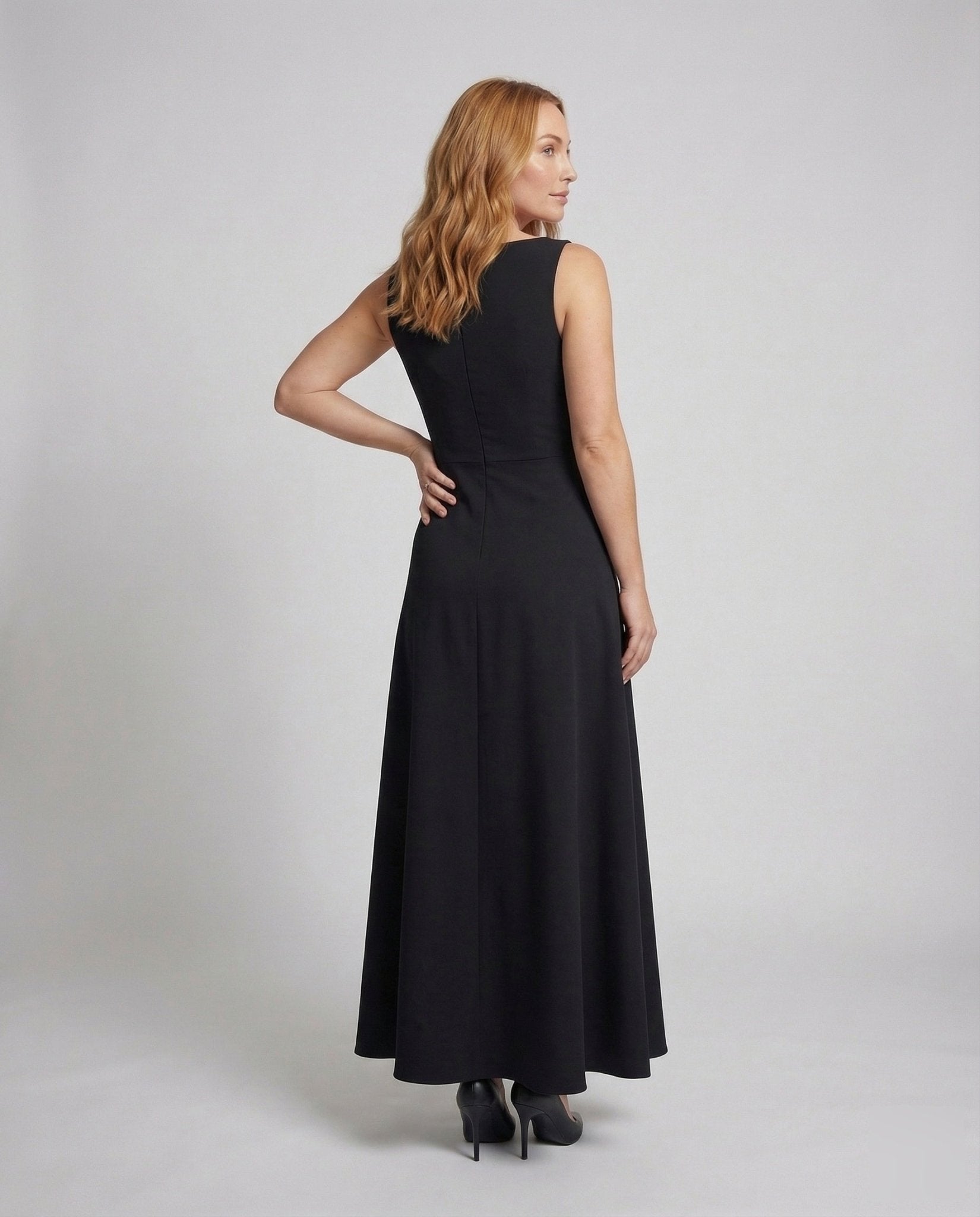 Ladies Long Evening Gown with Puff Sleeves - Chichicherry