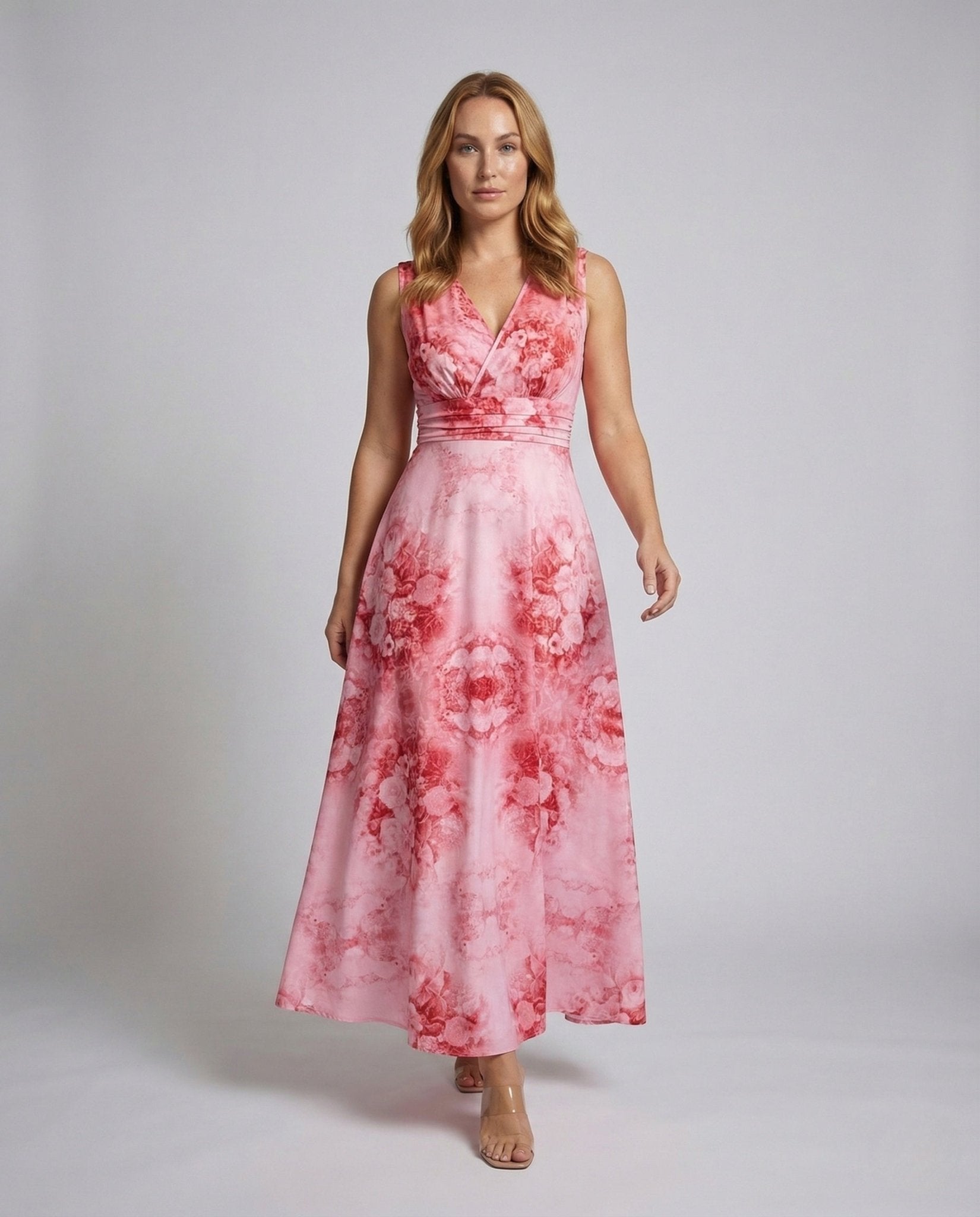 Ladies Max Dress Floral Wrap Detail A Line - Chichicherry