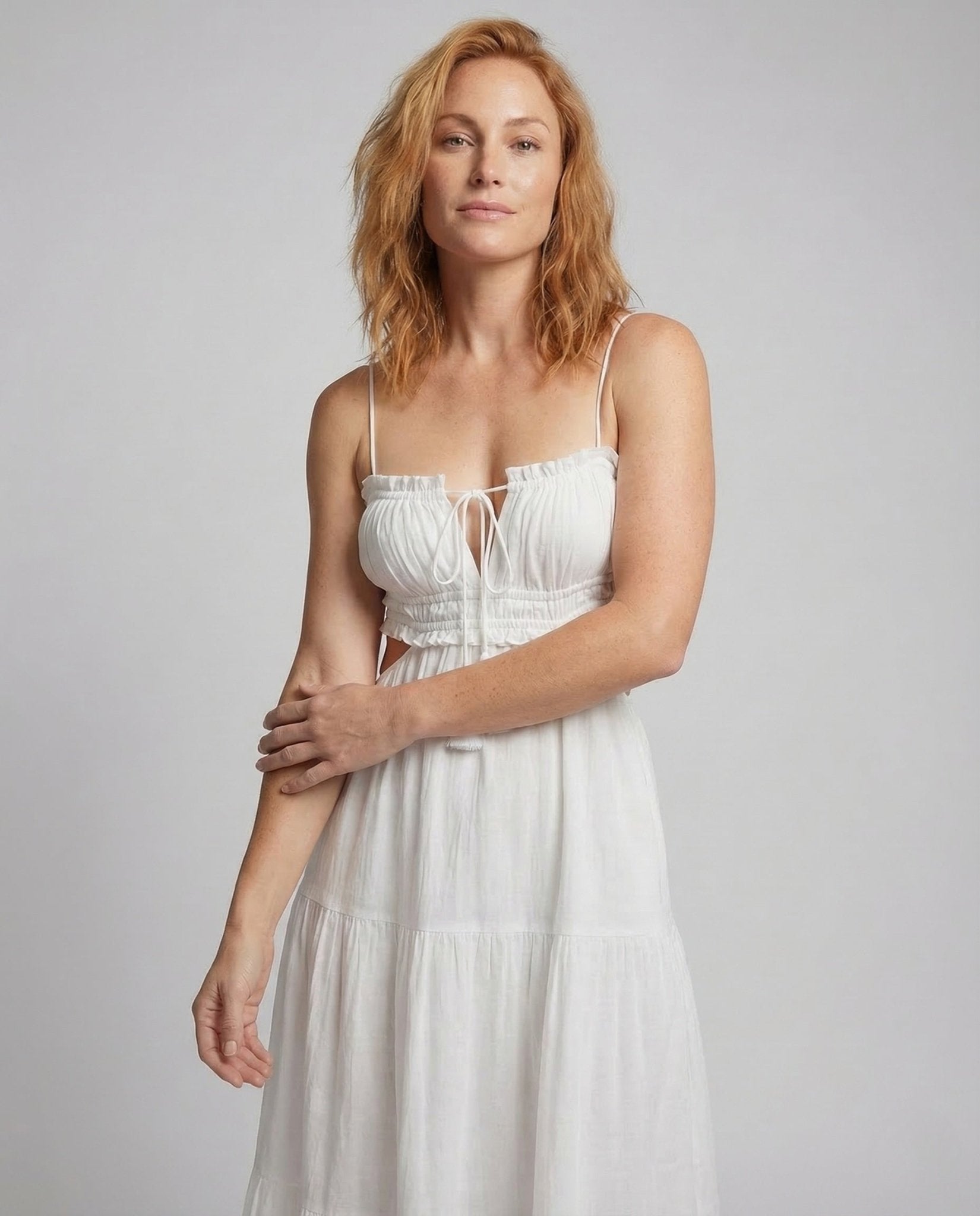 Ladies Maxi Dress Cut Out Tiered Skirt - Chichicherry