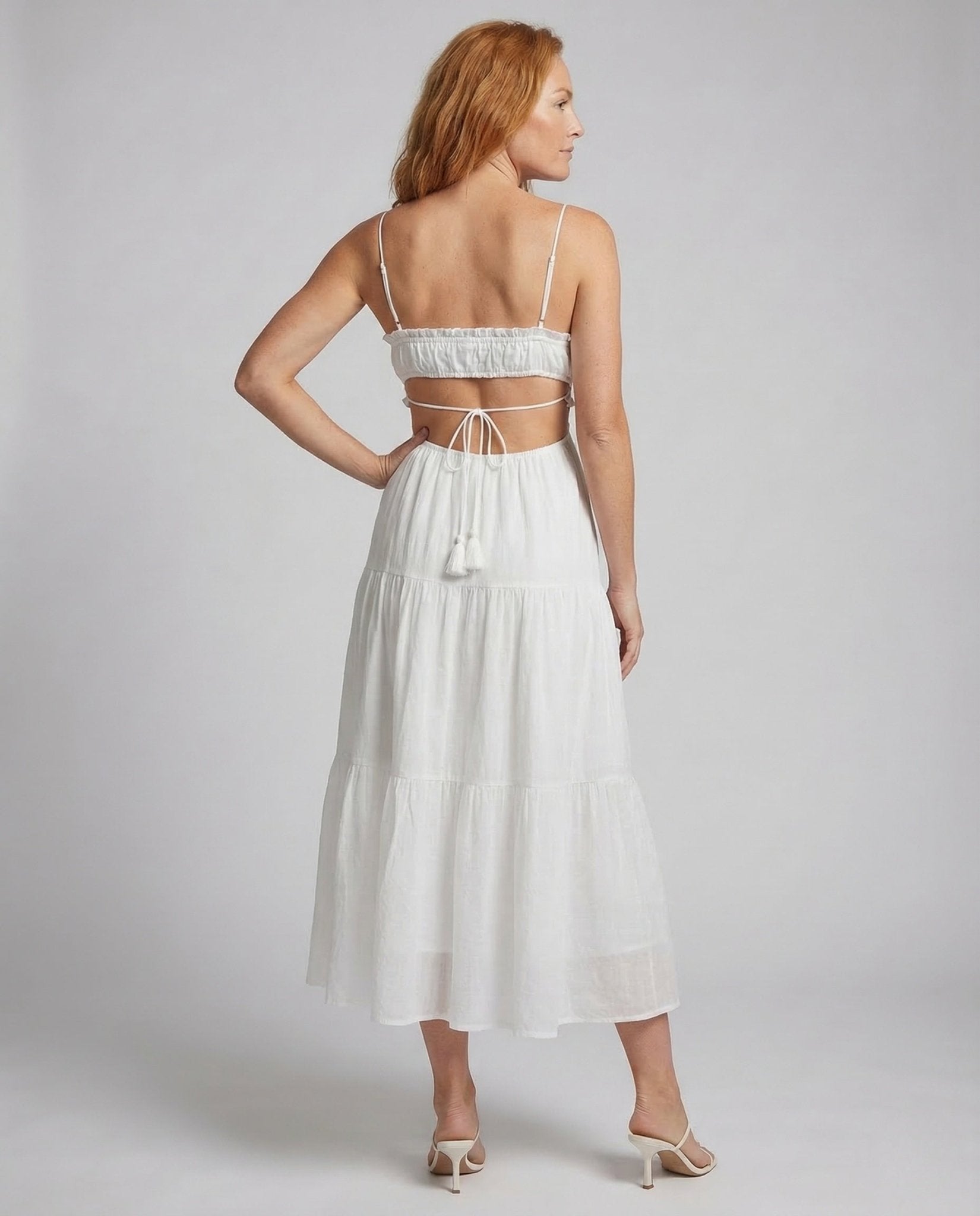 Ladies Maxi Dress Cut Out Tiered Skirt - Chichicherry
