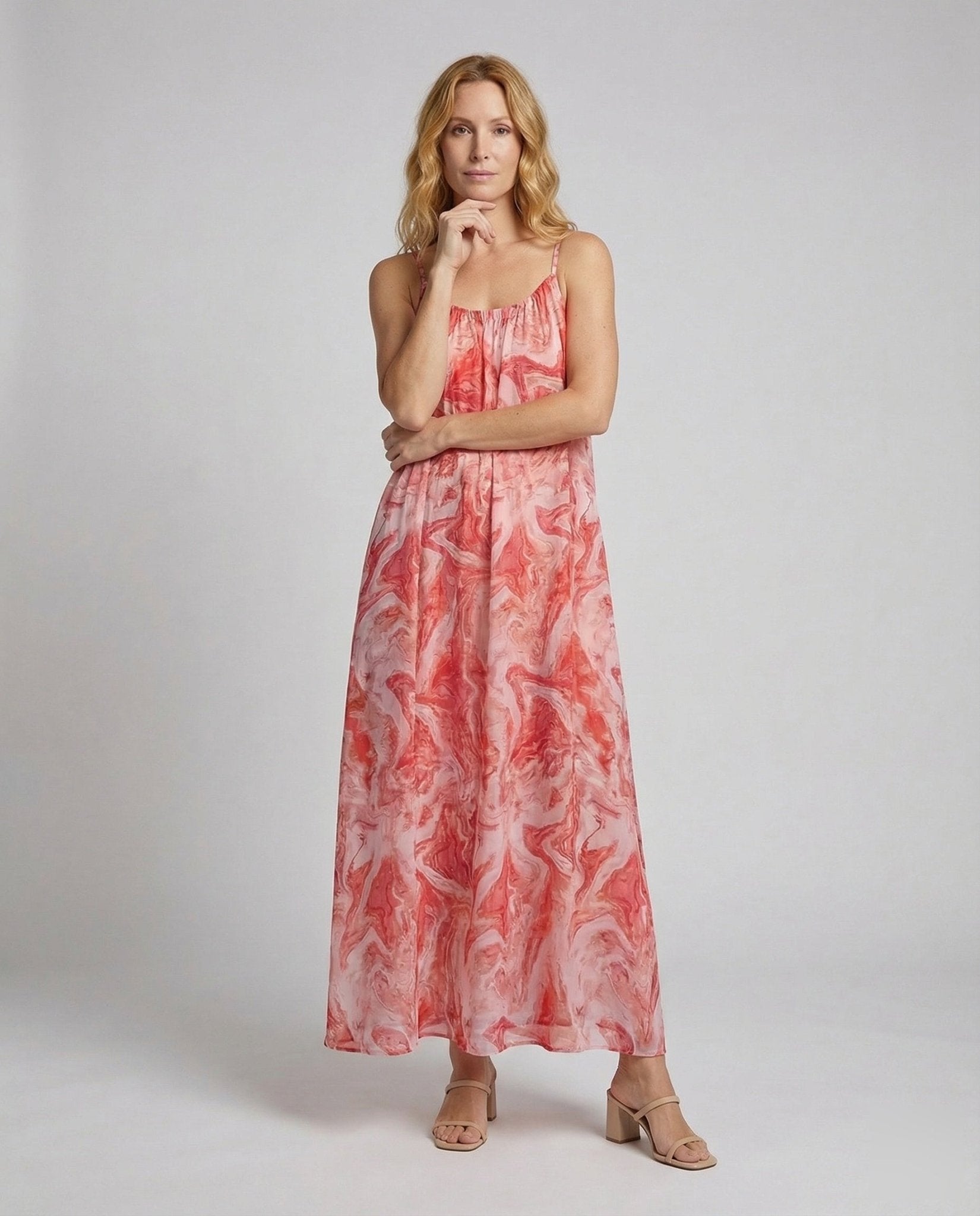 Ladies Maxi Dress in Watercolor Look - Chichicherry