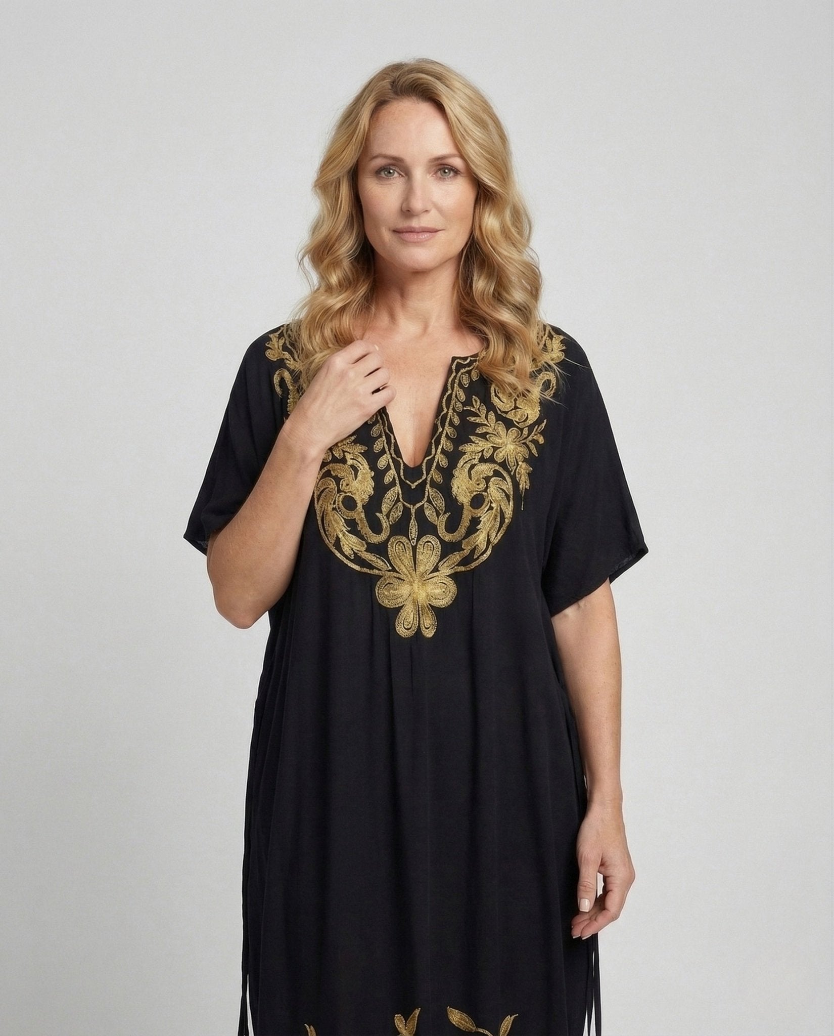Ladies Maxi Dress Kaftan Embroidered - Chichicherry