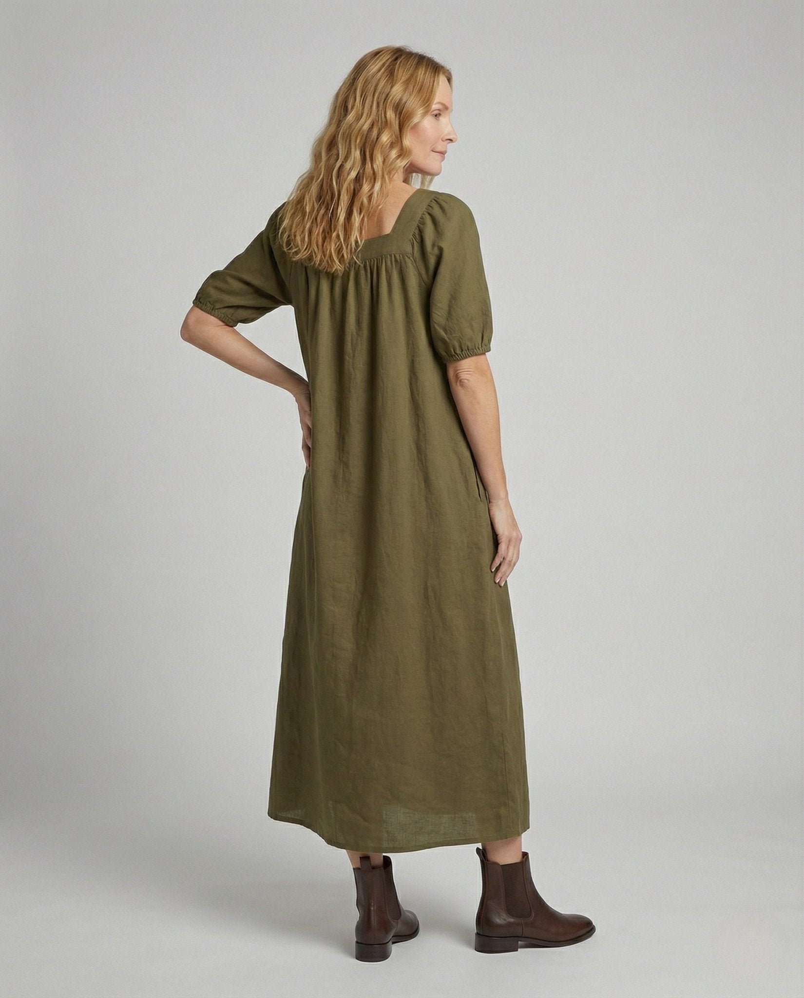 Ladies Maxi Dress with Square Neckline - Chichicherry