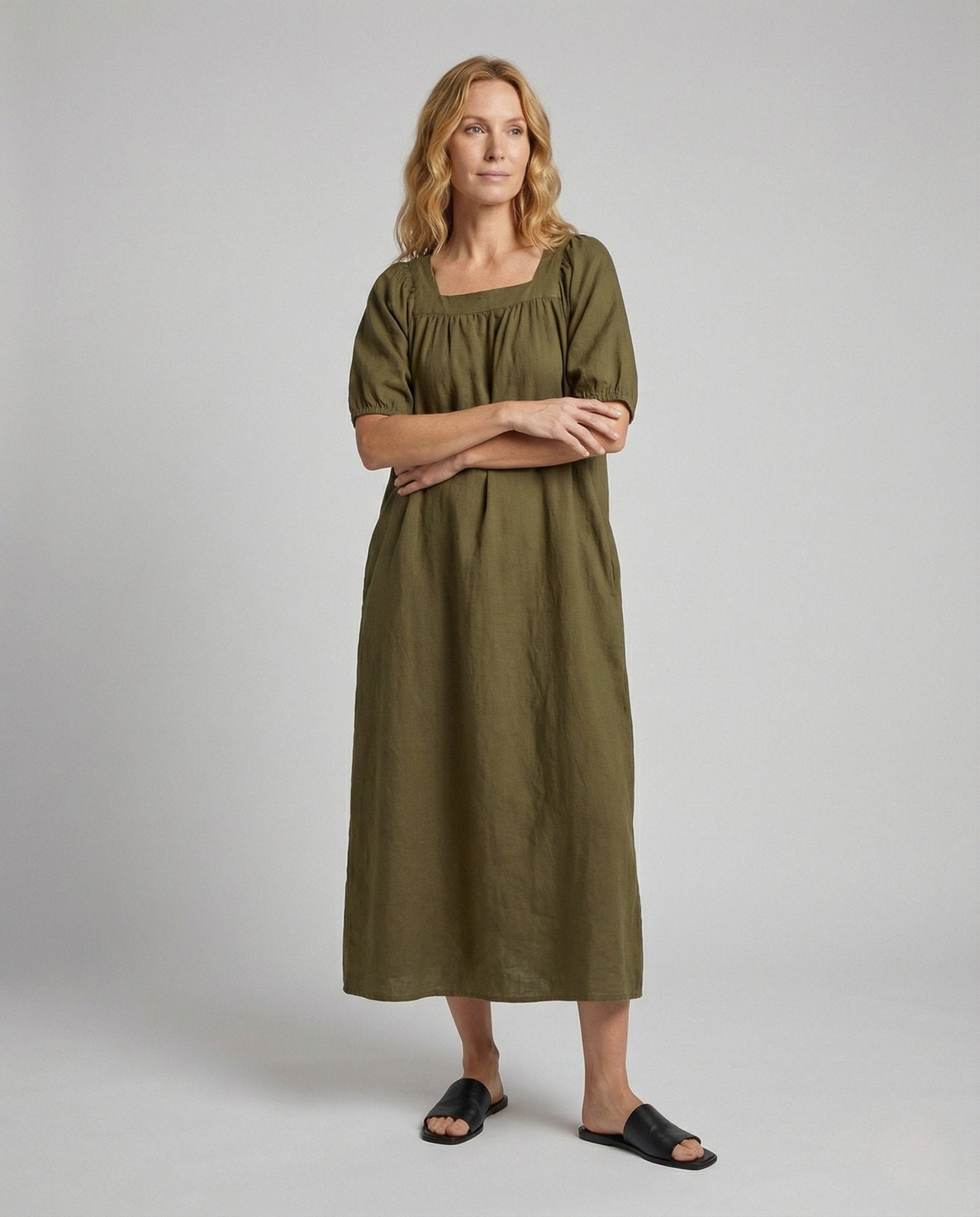 Ladies Maxi Dress with Square Neckline - Chichicherry
