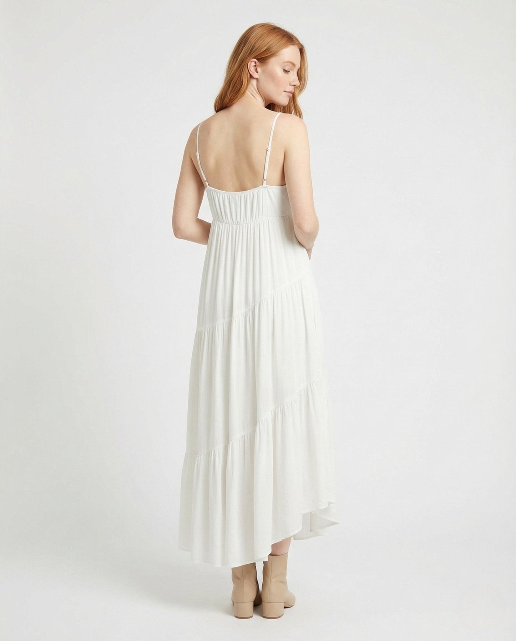 Ladies' maxi dress with tiers and pockets - Chichicherry