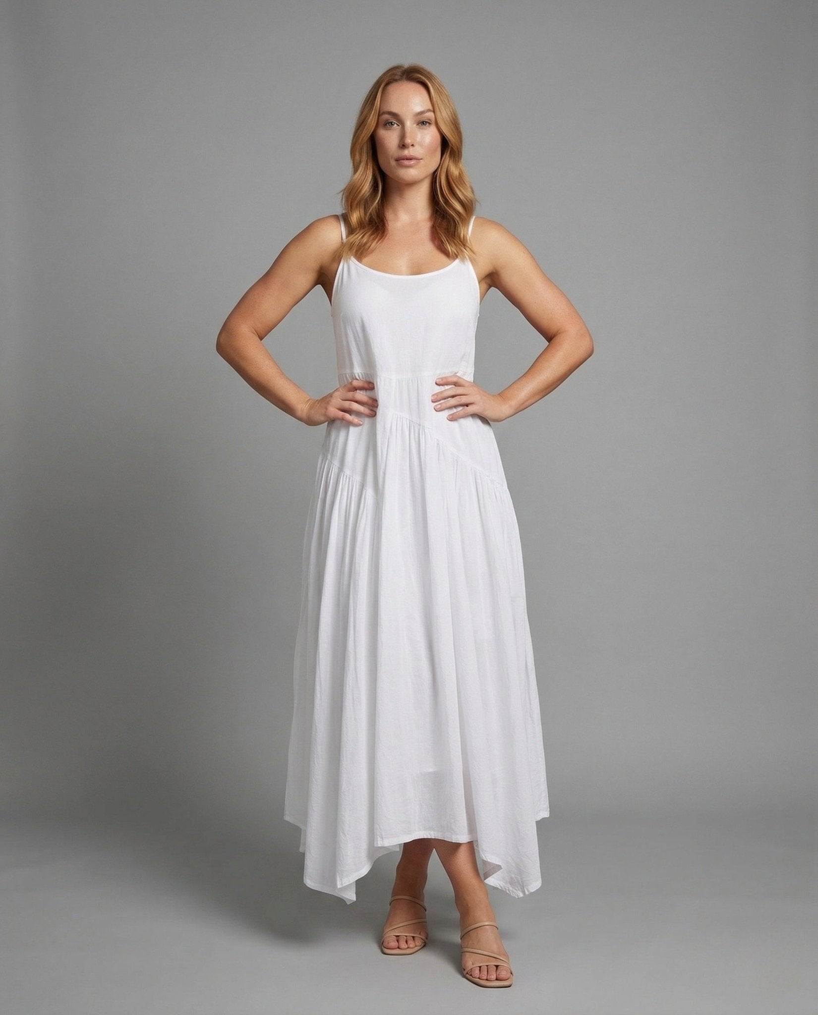 Ladies' maxi dress with tiers and pockets - Chichicherry