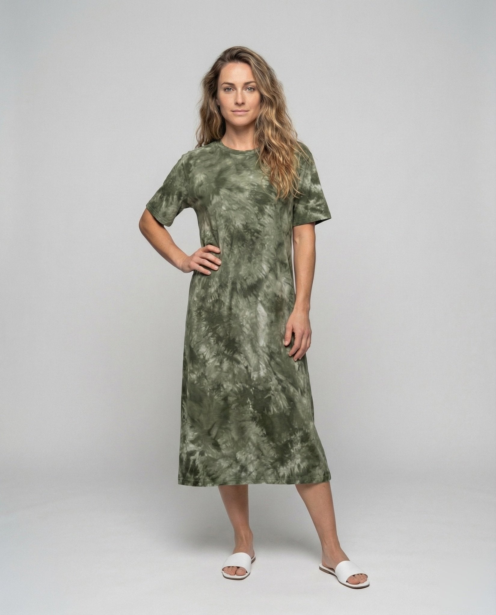 Ladies Maxi Jersey Dress with Batik Effect - Chichicherry