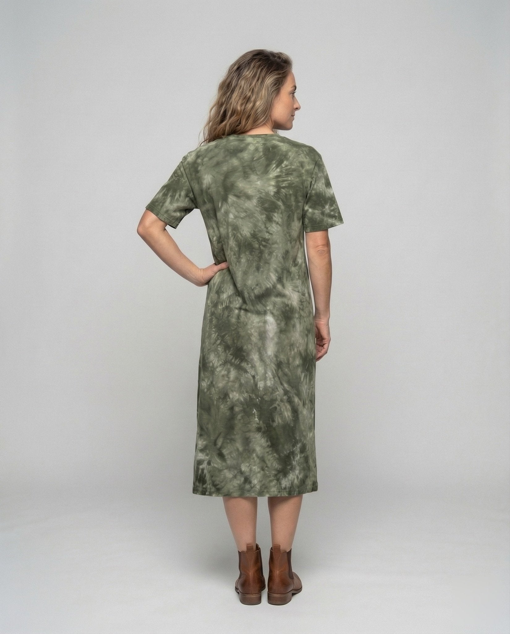 Ladies Maxi Jersey Dress with Batik Effect - Chichicherry