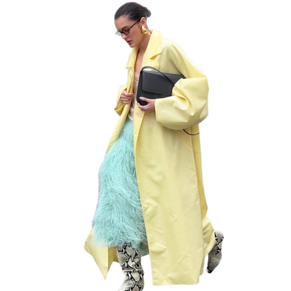 Ladies Maxilength Oversize Coat in Cocoon Cut with Concealed Button Placket Chichicherry - Chichicherry