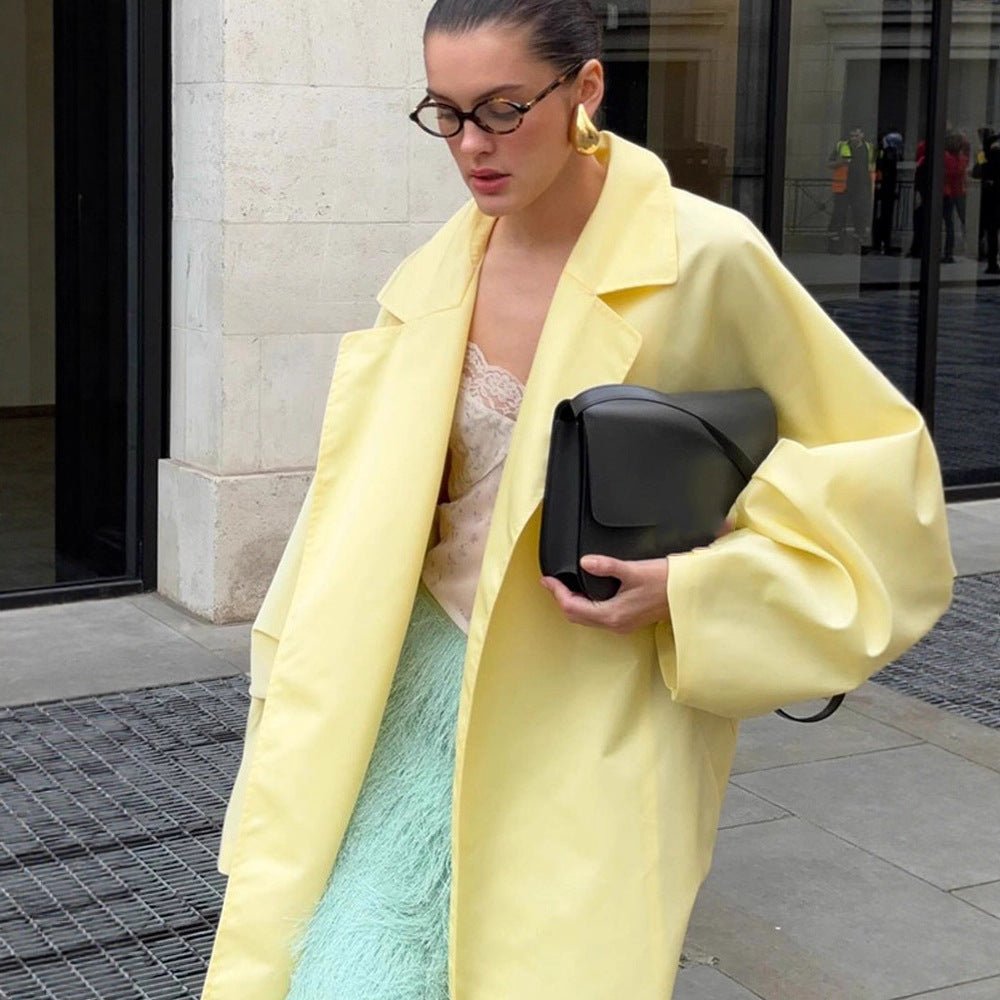Ladies Maxilength Oversize Coat in Cocoon Cut with Concealed Button Placket Chichicherry - Chichicherry