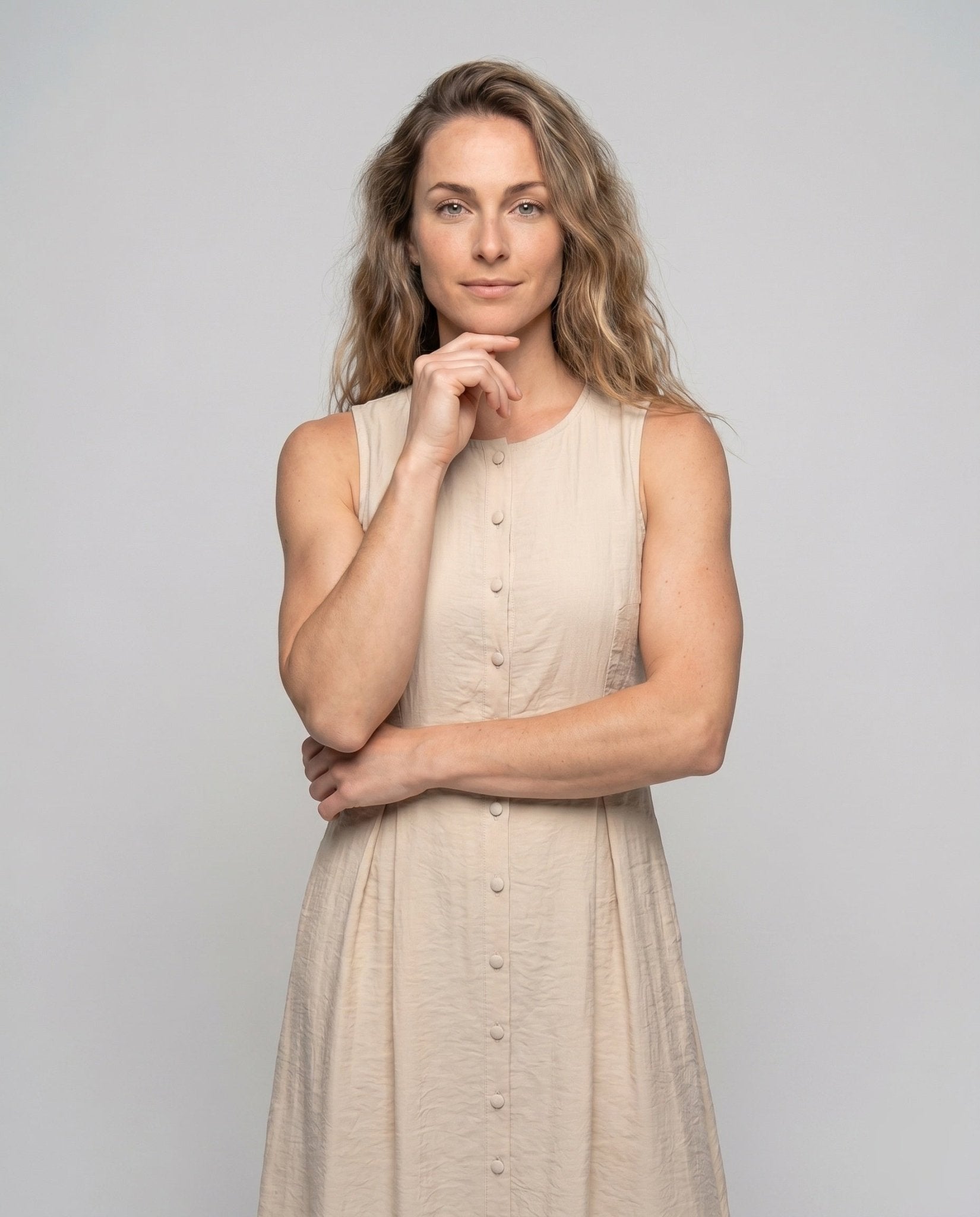 Ladies Midi Dress with Button Placket and Side Slit - Chichicherry