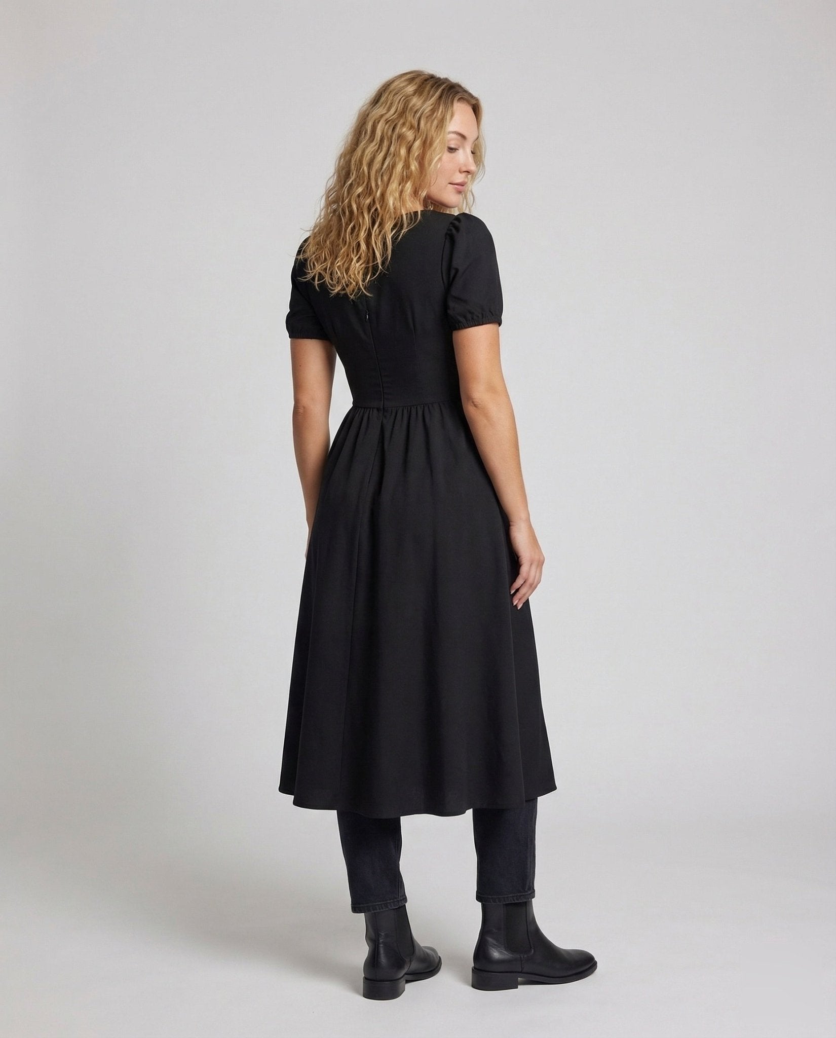 Ladies midi dress with Vichy bow - Chichicherry